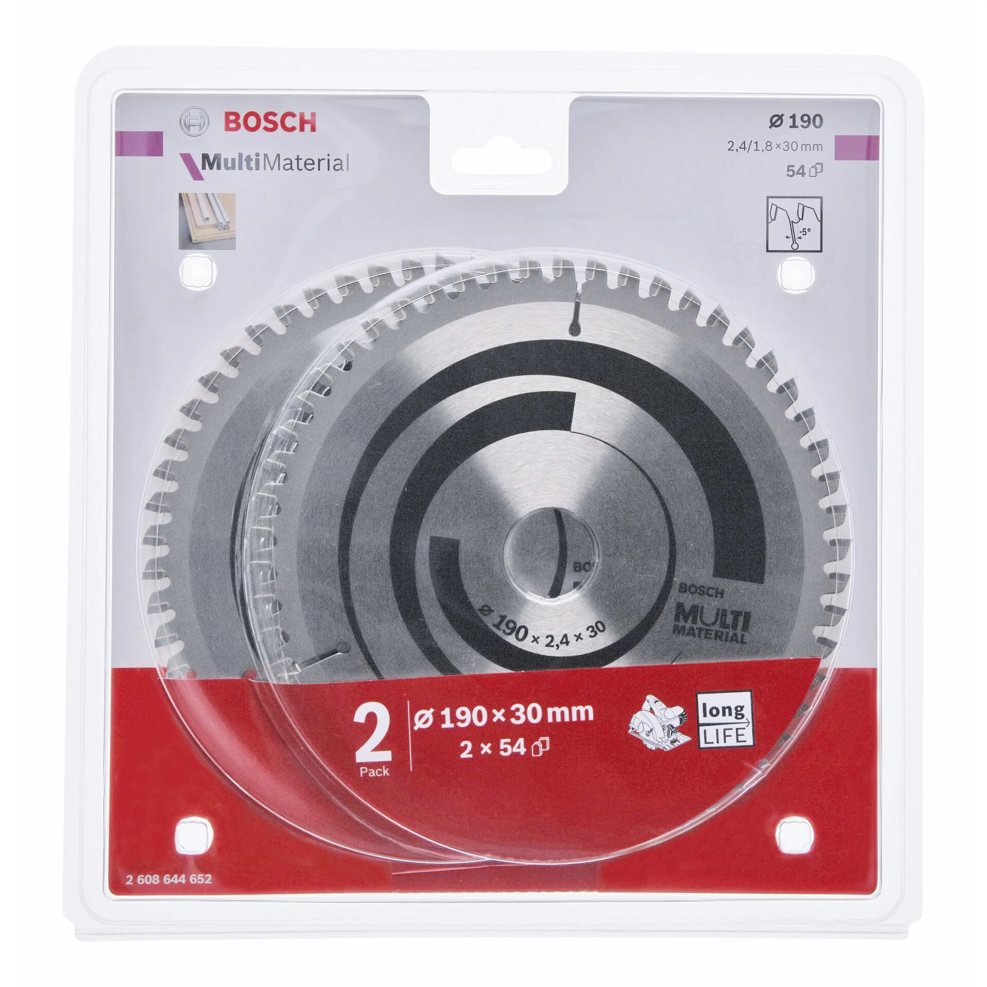 Bosch 2x Multi Material 190x30x2 4 1 8x54T Saegen