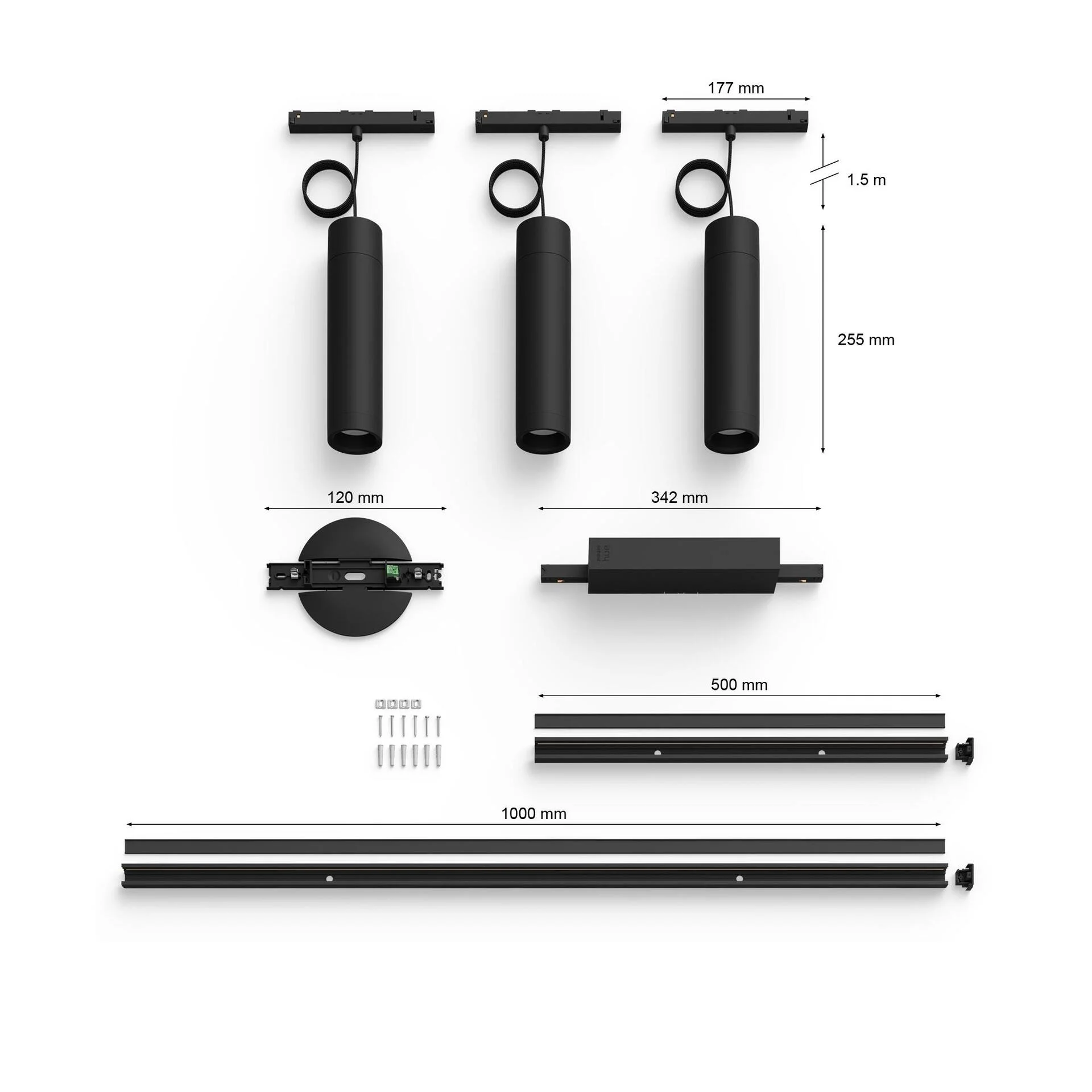 Philips Hue White and Color ambiance Perifo Basis Set Deckenleuchte schwarz gerade  3 Pendel  Deckenleuchten