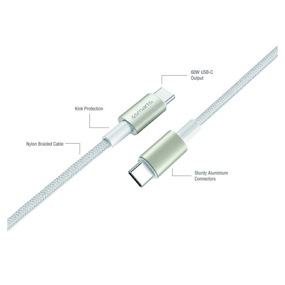 4SMARTS USB C Kabelset PremiumCord 60W  weiss silber PC-Zubehoer