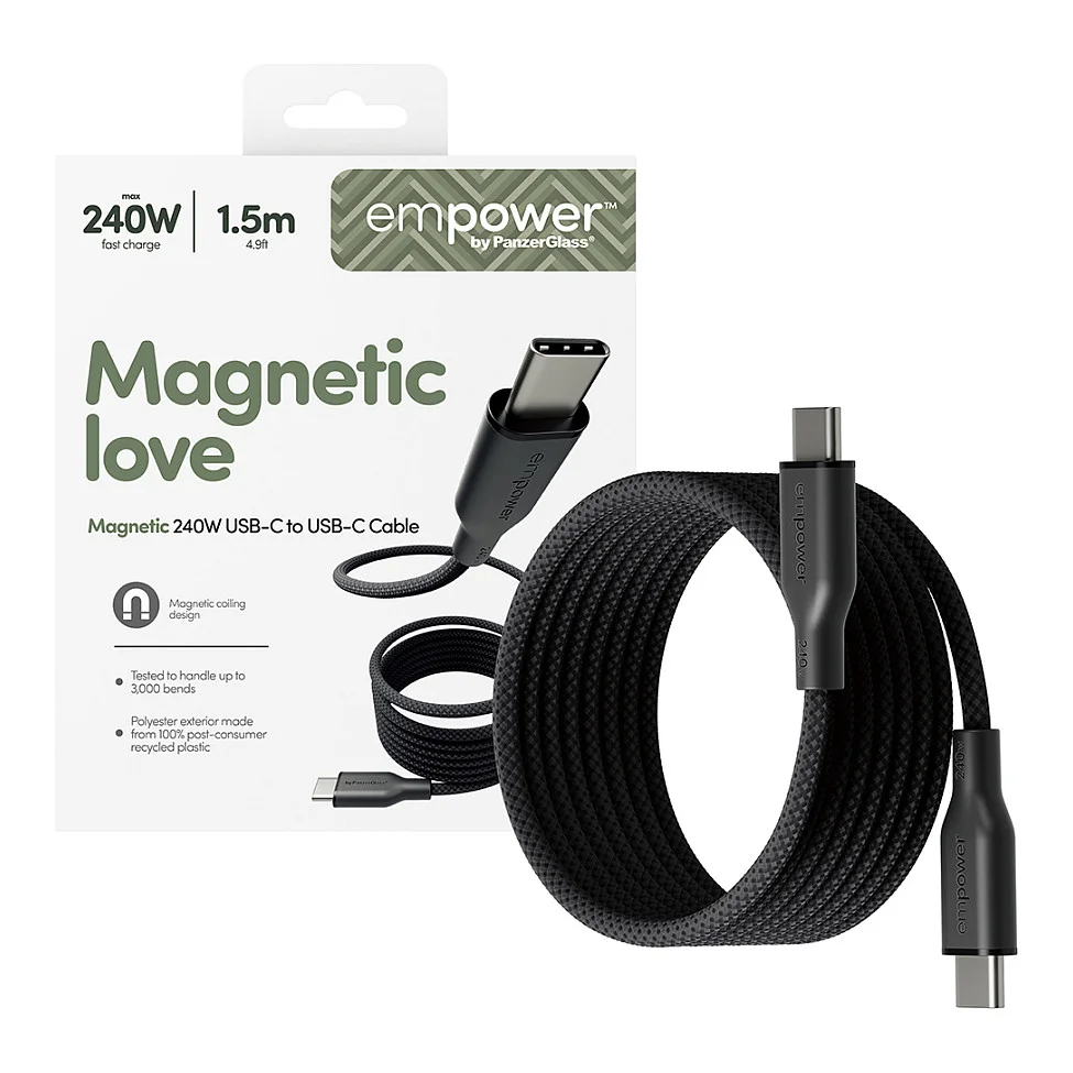 PanzerGlass empower  by   Magnetic 240W USB C to USB C Kabel   USB 2 0   1 5M   Weltall Schwarz Akkus Powerbanks & Kabel