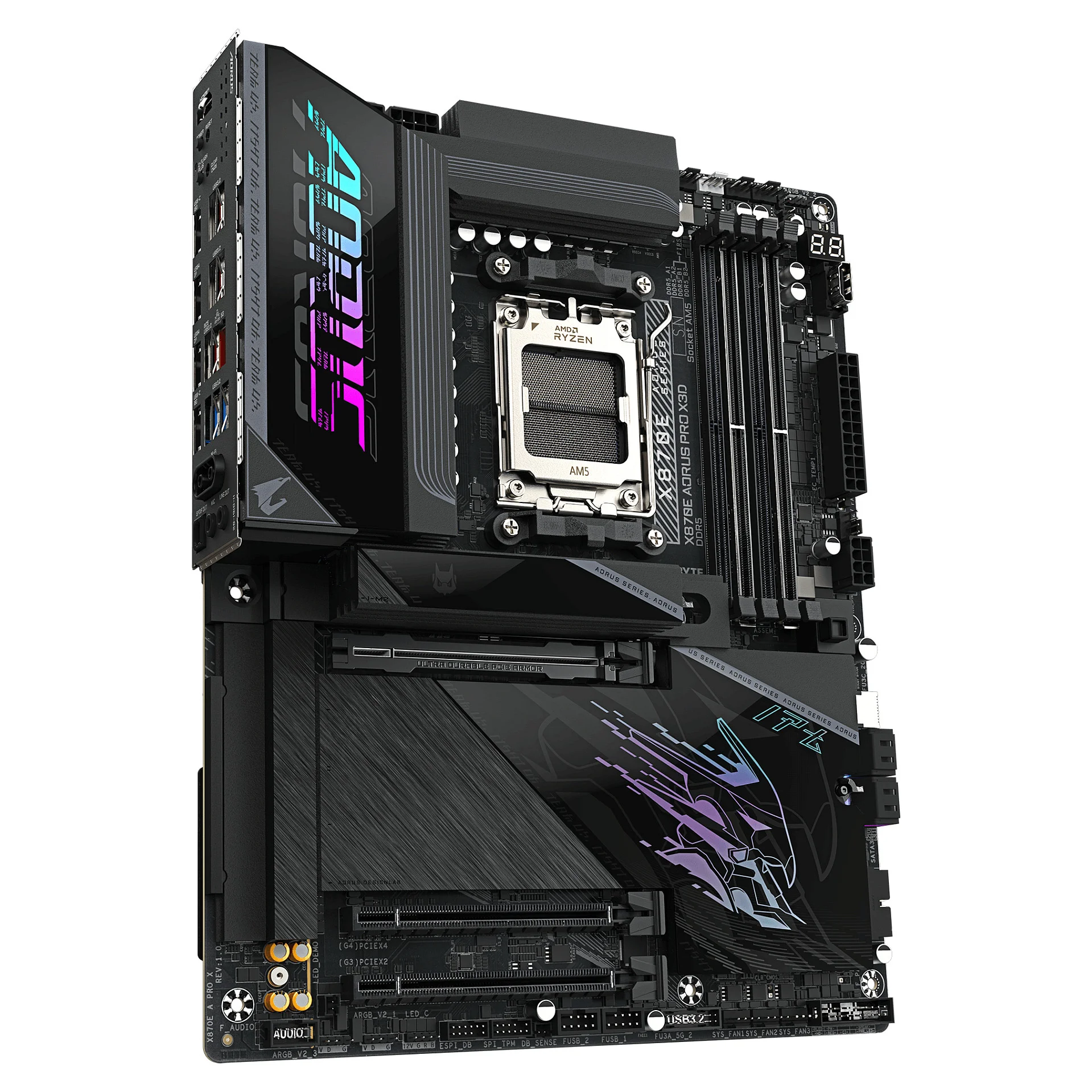 GIGABYTE X870E AORUS PRO X3D Mainboard   Unterstuetzt AMD Ryzen 9000 CPUs  digitales 18 2 2 Phasen VRM  bis zu 9000MHz DDR5  O C    2xPCIe 5 0   2xPCIe 4 0  Wi Fi 7  5GbE LAN  USB 4 PC-Komponenten