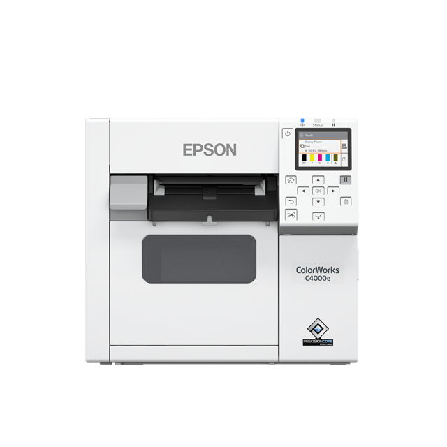 Epson CW C4000e  bk  Desktop Farbetikettendrucker mit glaenzender Schwarztinte Drucker & Scanner