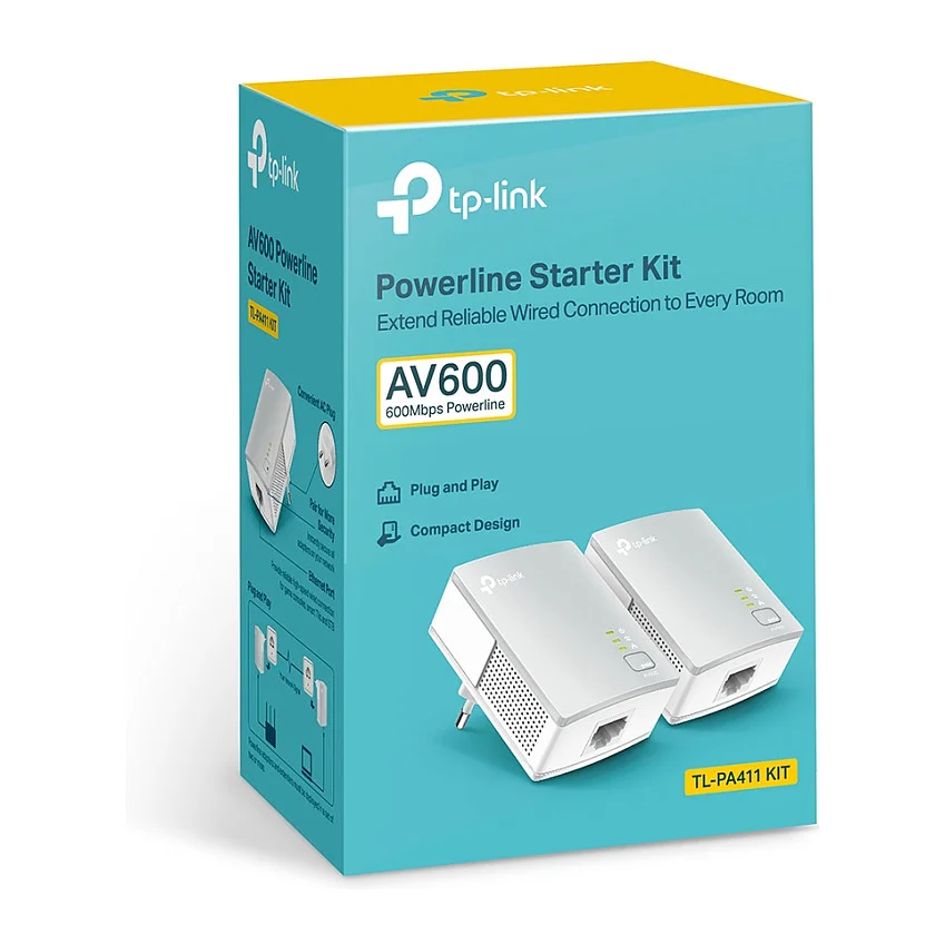 TP Link PA411KIT Powerline Adapter Set 500 Mbit s Ethernet LAN Weiss 2er Pack Netzwerk-Adapter / Netzwerk-Karten