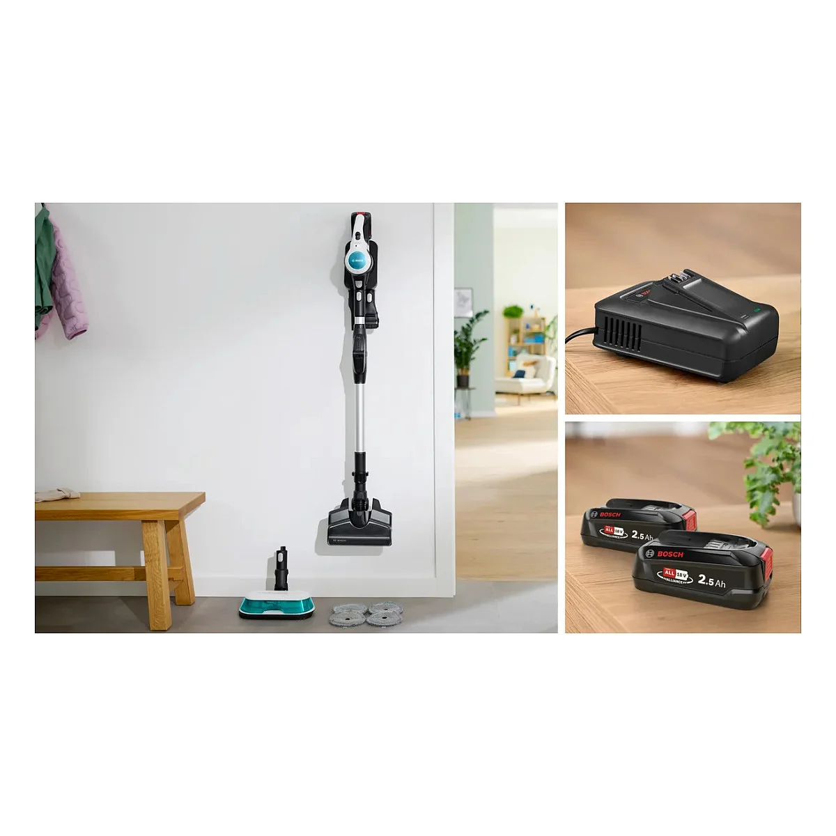Bosch BSS712XHYG Stabstaubsauger Elektrischer Besen 2 in 1 Stabstaubsauger Akku Trocken HEPA Beutellos 0 3 l Aqua Farbe  Schwarz  Silber  Weiss 2 5 Ah Staubsauger & Reiniger
