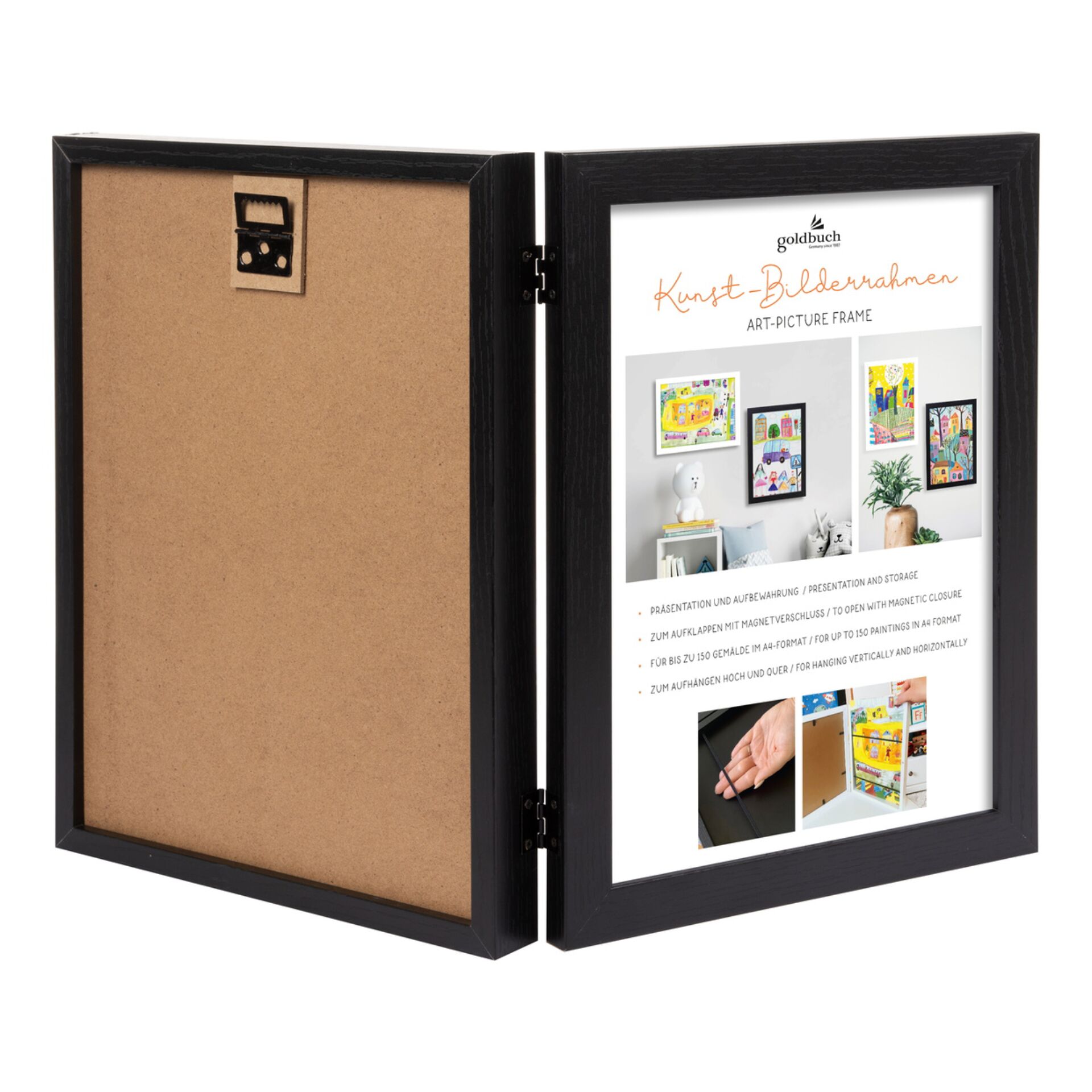 Goldbuch Kunst Bilderrahmen Holz DIN A4 sw Magnetverschl 920165