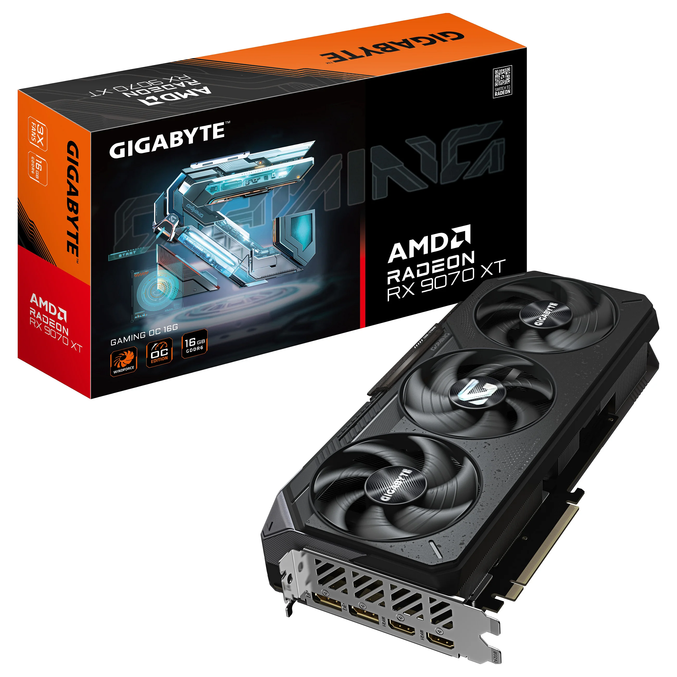 GIGABYTE Radeon RX 9070 XT GAMING OC 16G Grafikkarte   16 GB GDDR6  256 Bit  PCI E 5 0  3060 MHz Kernfrequenz  2 x DisplayPort  2 x HDMI  GV R9070XTGAMING OC 16GD PC-Komponenten