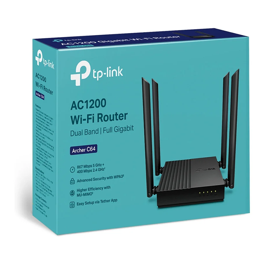 TP Link Archer C64 WLAN Router Gigabit Ethernet Dual Band 2 4 GHz 5 GHz Schwarz