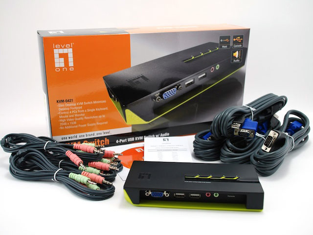 LevelOne 4 Port USB KVM Switch mit Audio PC-Zubehoer