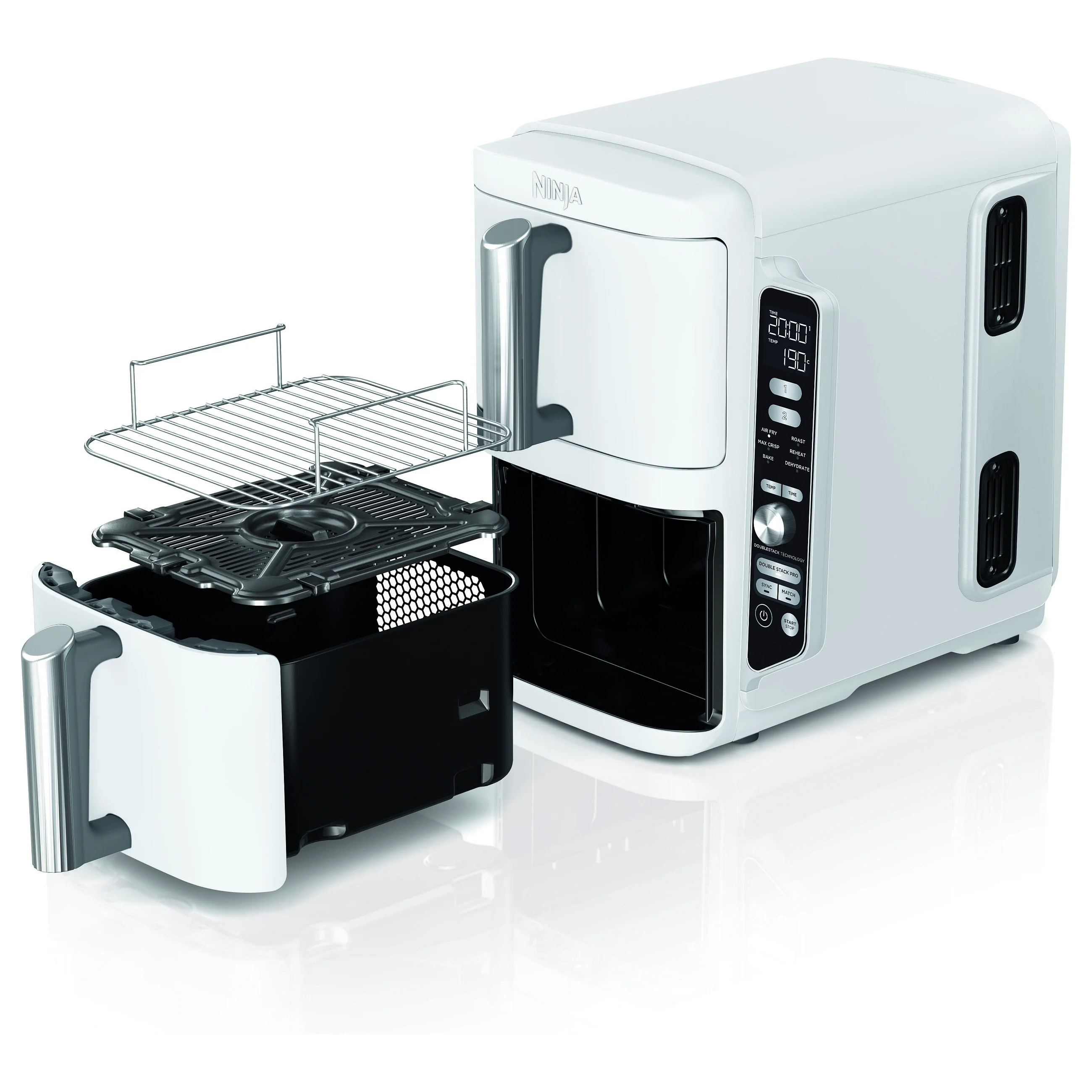 Ninja SL400EUWH Double Stack XL 9 5L Heissluftfritteuse Weiss Kuechenkleingeraete