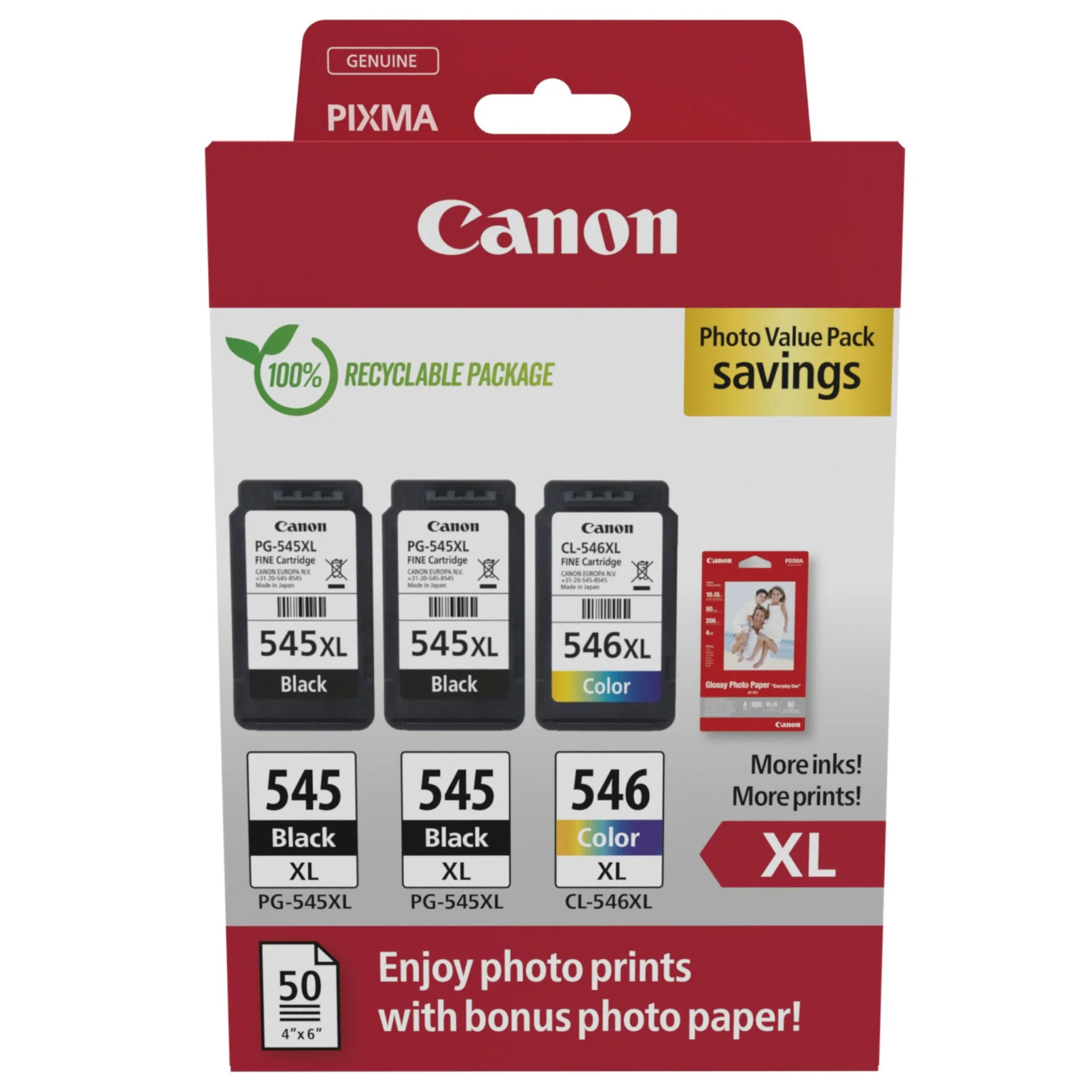 Canon PG 545XLx2 CL 546X Photo Value Pack   Plus Drucker & Scanner