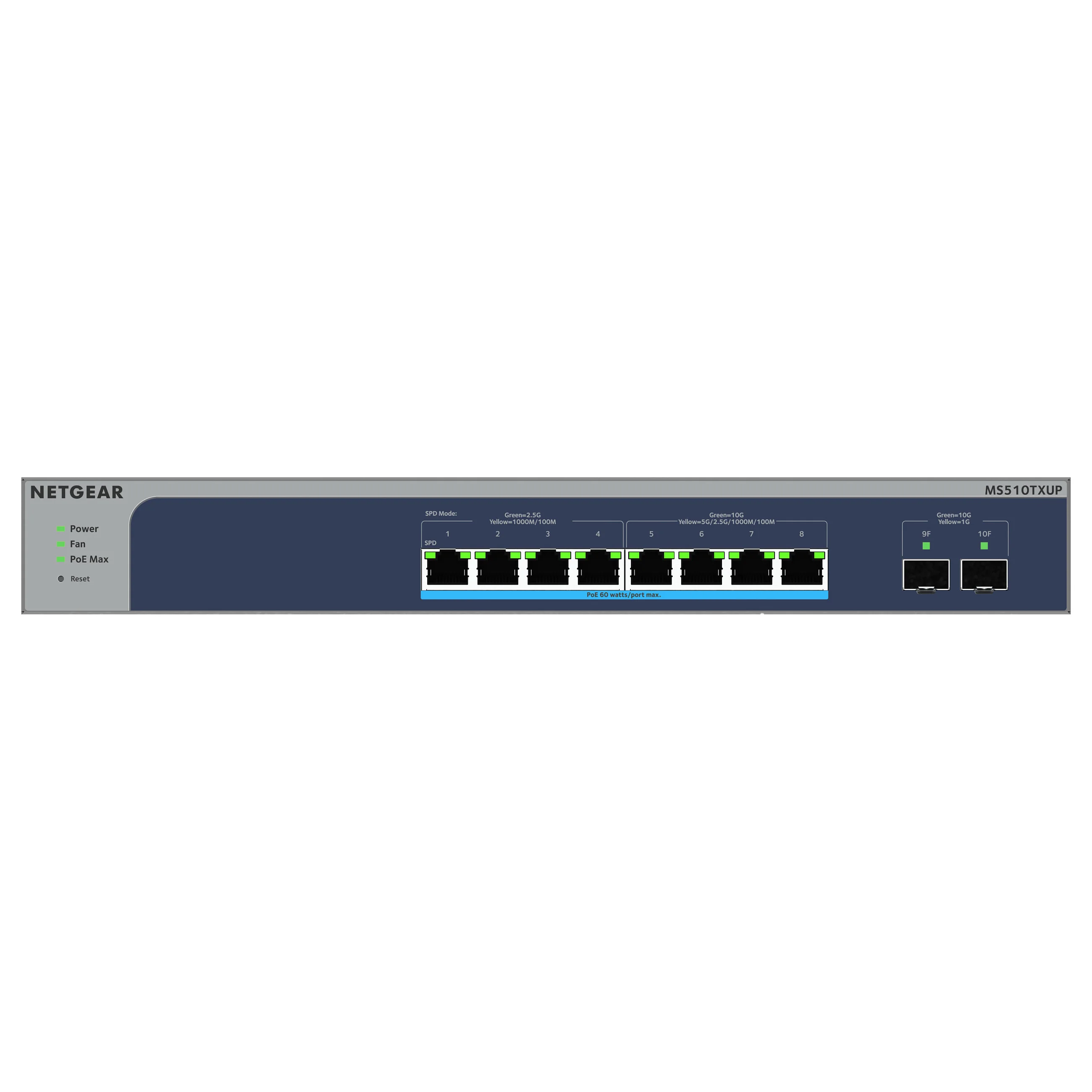NETGEAR MS510TXUP Netzwerk Switch Managed L2 L3 L4 10G Ethernet  100 1000 10000  Power over Ethernet  PoE  Grau  Blau Switches