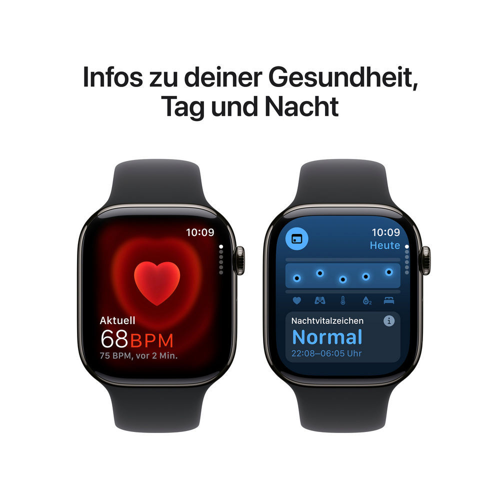 Apple Watch Series 10 Cellular Titan Schiefer 46mm  Sportarmband schwarz  M L Smartwatches & Fitnesstracker
