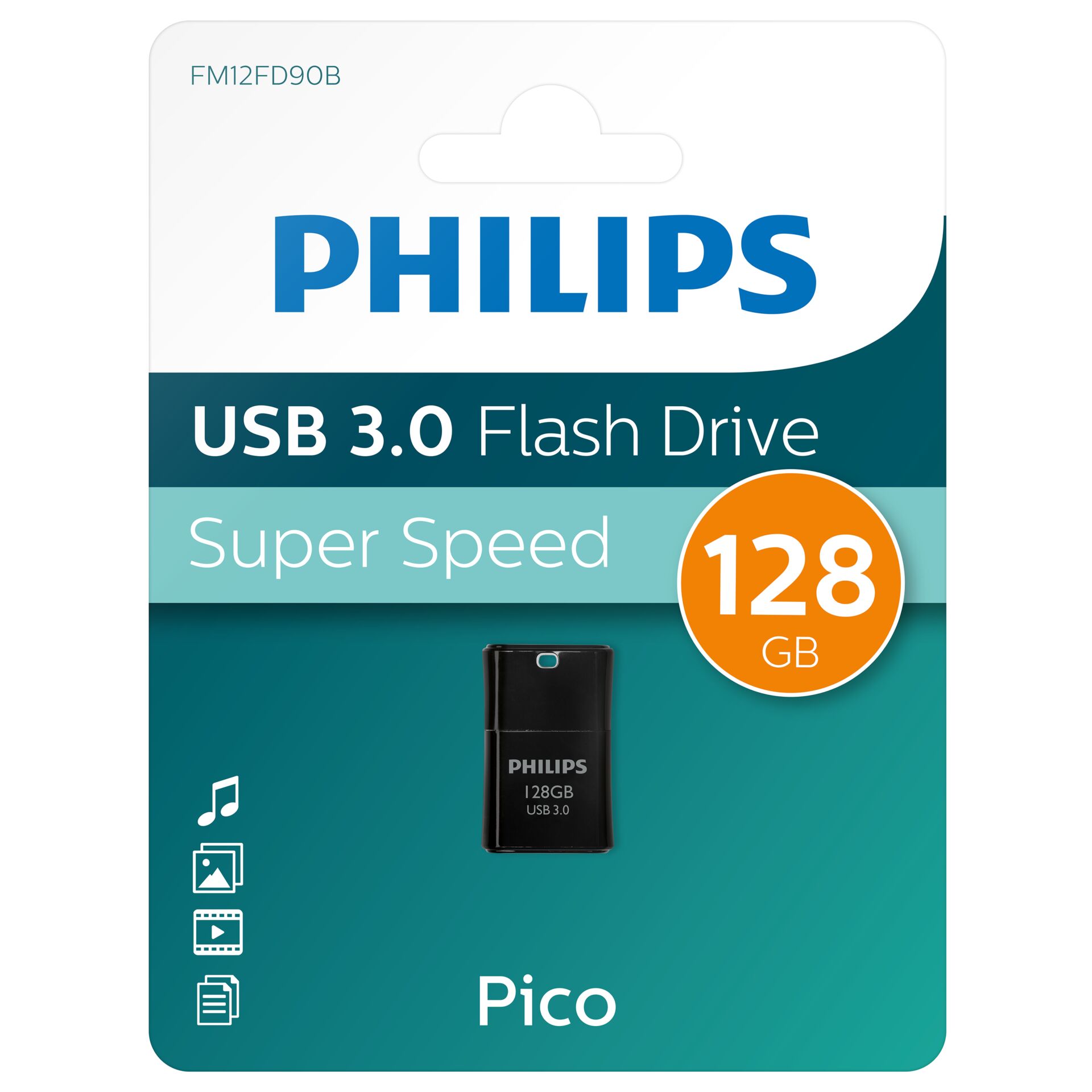 Philips Pico USB Stick 128 GB USB Typ A 3 2 Gen 1  3 1 Gen 1  Schwarz Speichermedien