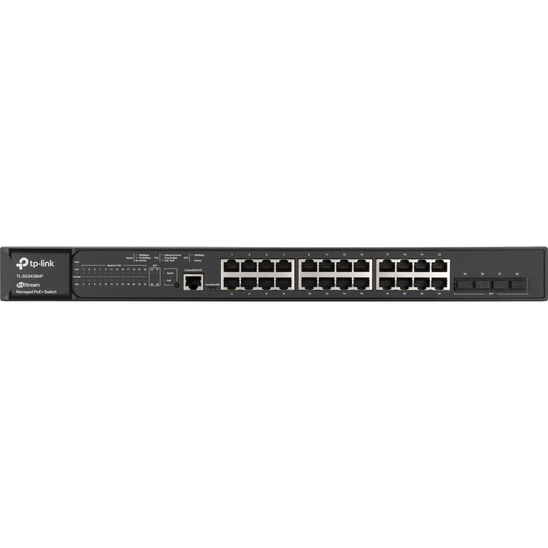 TP Link Omada SG3428MP Netzwerk Switch Managed L2  Gigabit Ethernet  10 100 1000  Power over Ethernet  PoE  1U Schwarz Switches