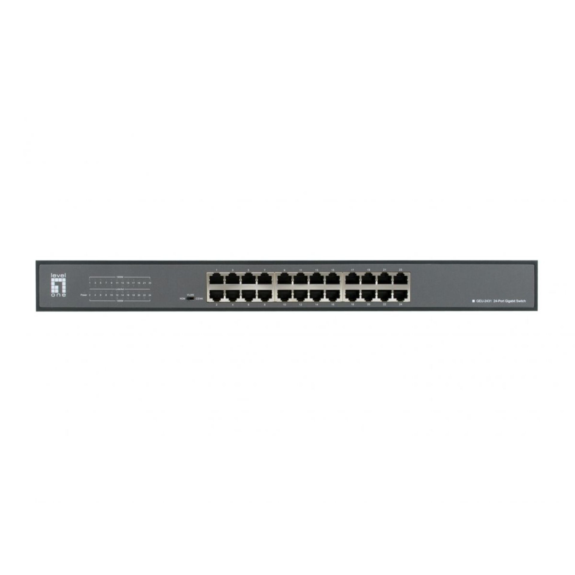 LevelOne Switch 24x GE GEU 2431 19   Rack Mount Kit Unmanaged Gigabit Ethernet  10 100 1000  1U Schwarz Switches