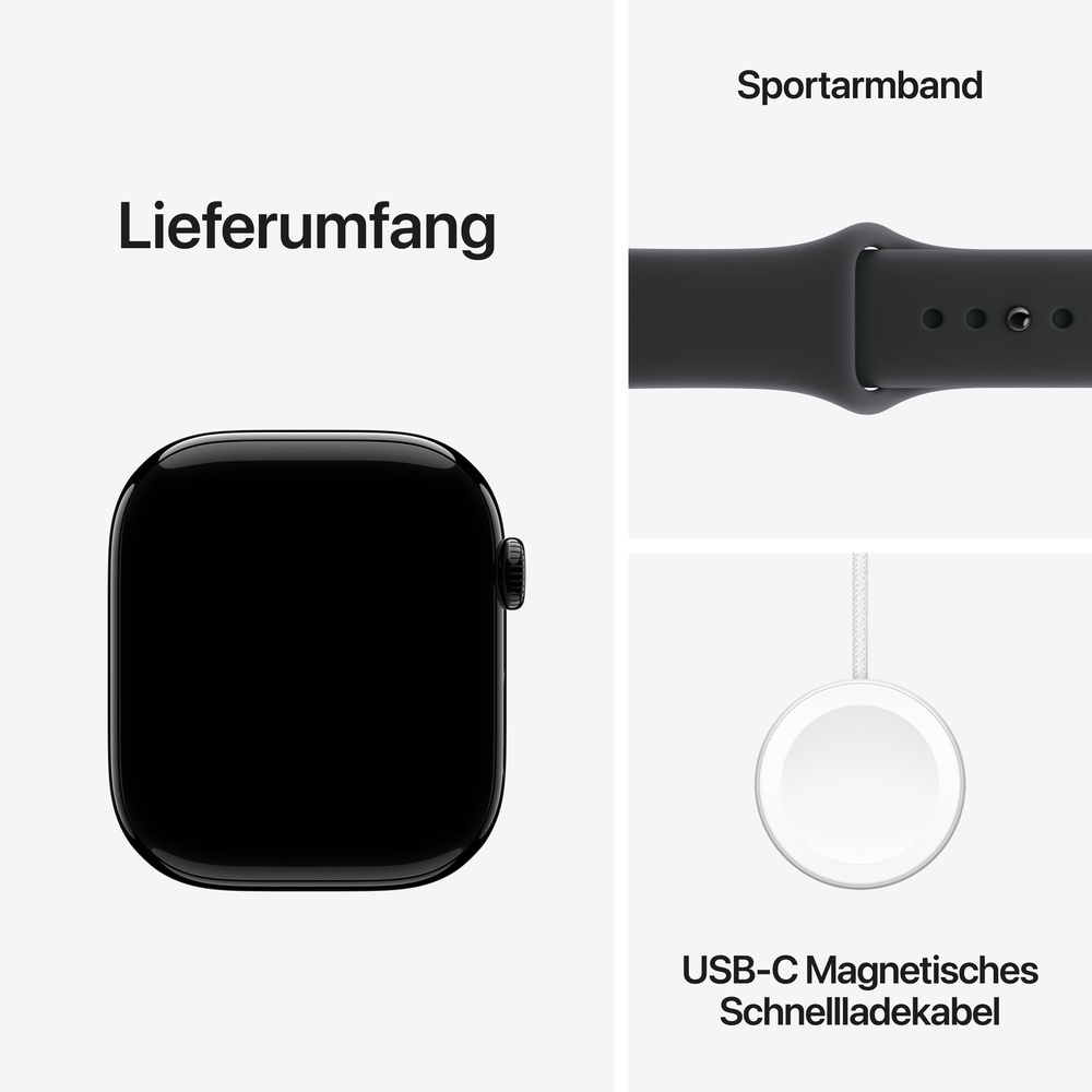 Apple Watch S11 Aluminium 46mm Diamantschwarz  Sportarmband schwarz  M L Smartwatches & Fitnesstracker