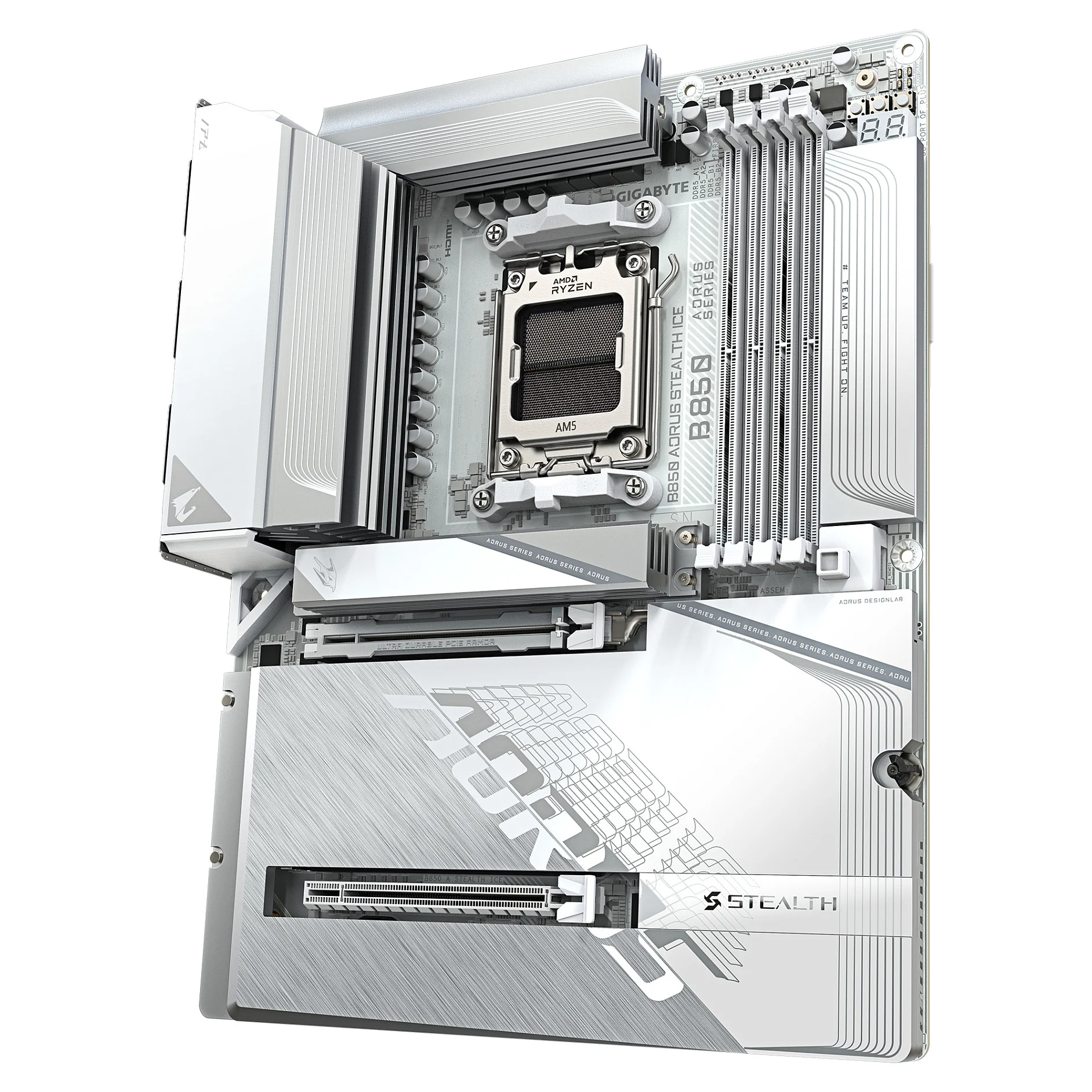 GIGABYTE B850 AORUS STEALTH ICE Mainboard   Unterstuetzt AMD Ryzen 9000 Serie CPUs  digitales 14 2 2 Phasen VRM  bis zu 8200 MHz DDR5  OC   2 x PCIe 5 0   2 x PCIe 4 0 M 2  Wi Fi 7  5 GbE LAN  USB 3 2 Gen 2 PC-Komponenten