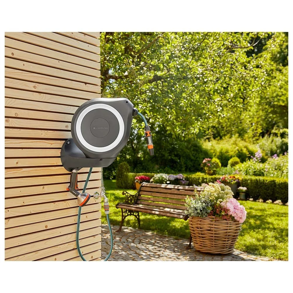 GARDENA Wand Schlauchbox RollUp M  weiss  20 m Gartenbewaesserung