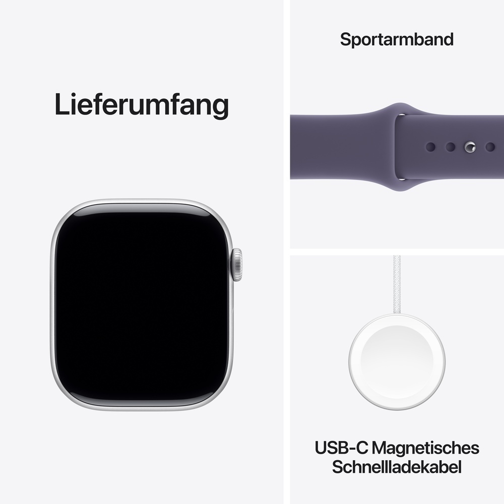 Apple Watch S11 Aluminium Cellular 46mm Silber  Sportarmband nebelviolett  S M Smartwatches & Fitnesstracker