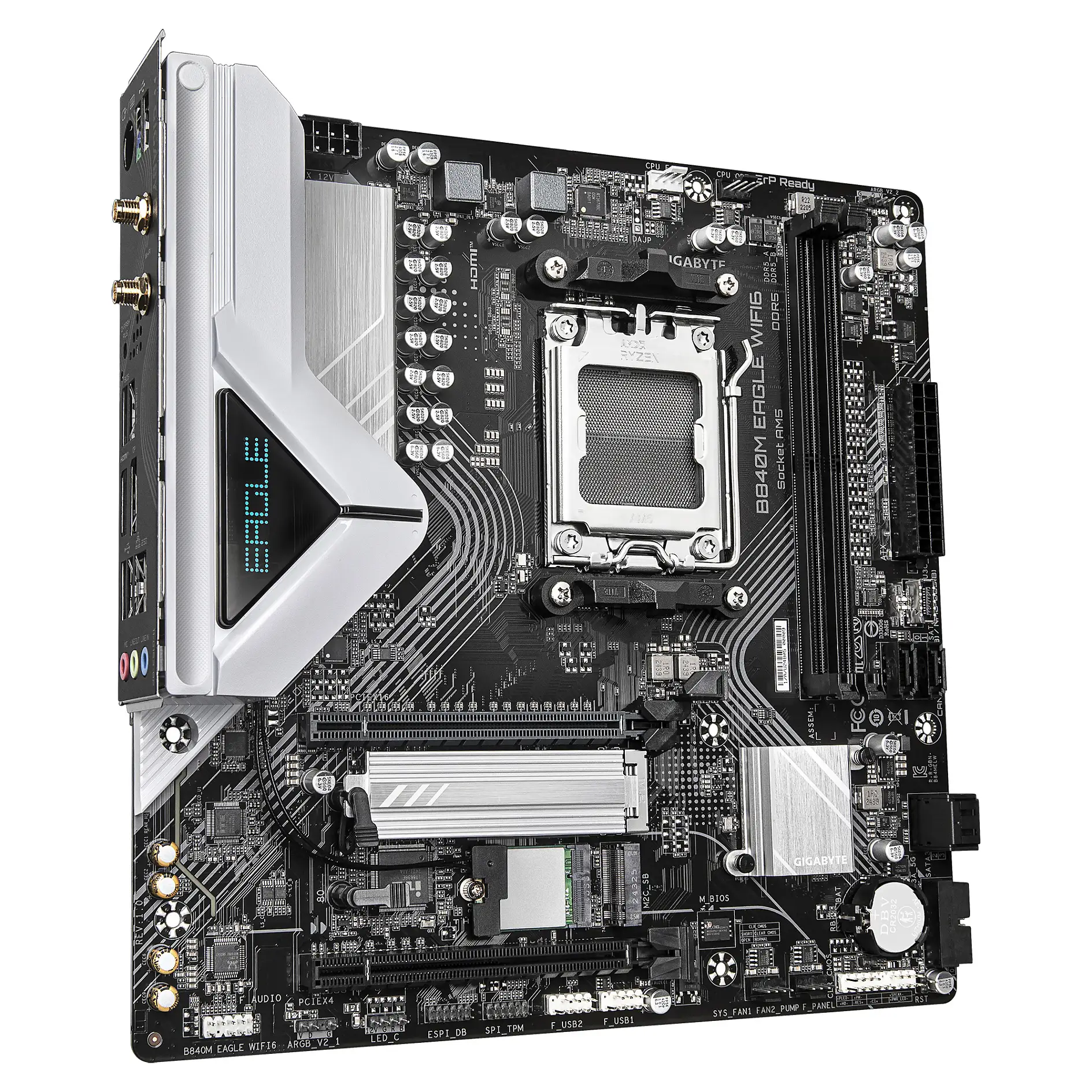 GIGABYTE B840M EAGLE WIFI6 Mainboard   AMD Ryzen 9000 Prozessoren  5 2 2 Phasen VRM  bis zu 7600 MHz DDR5  O C    1 x M 2 PCIe 4 0   1 x M 2 PCIe 3 0  Wi Fi 6  2 5 GbE LAN  USB 3 2 Gen 1 PC-Komponenten