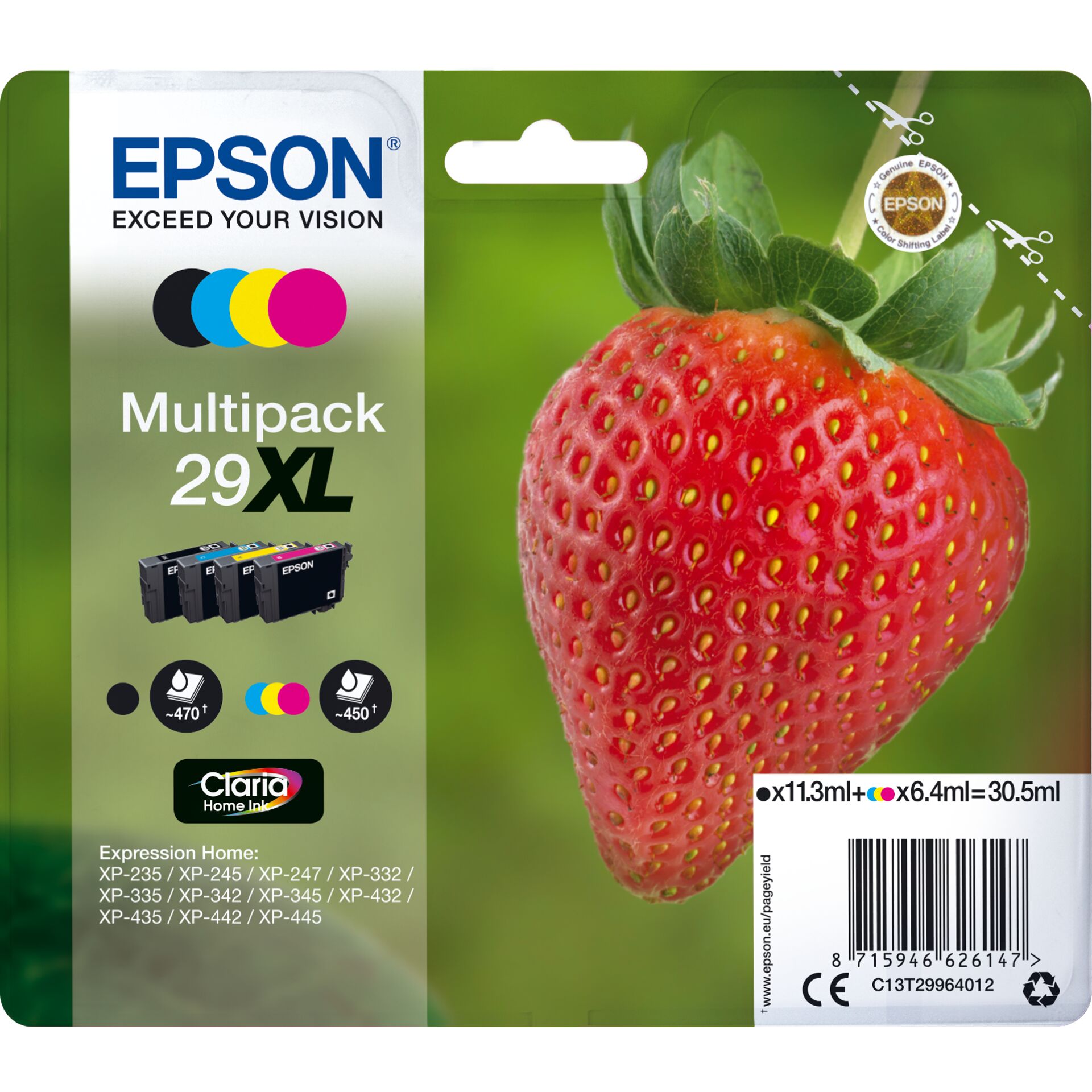 Epson Tinte 29XL C13T29964012 4er Multipack  BKMCY  bis zu 450 Seiten Drucker & Scanner
