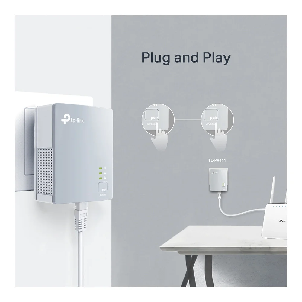 TP Link PA411KIT Powerline Adapter Set 500 Mbit s Ethernet LAN Weiss 2er Pack Netzwerk-Adapter / Netzwerk-Karten