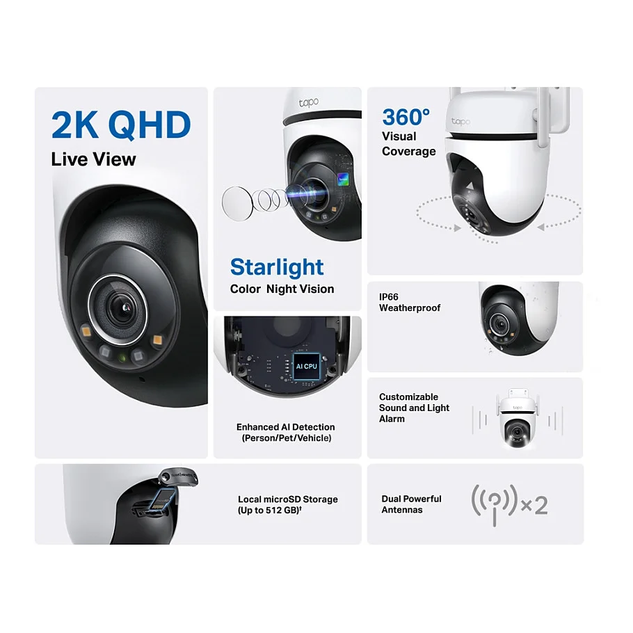 TP Link Tapo C520WS Dome IP Sicherheitskamera Innen   Aussen 2560 x 1440 Pixel Zimmerdecke Ueberwachungskameras