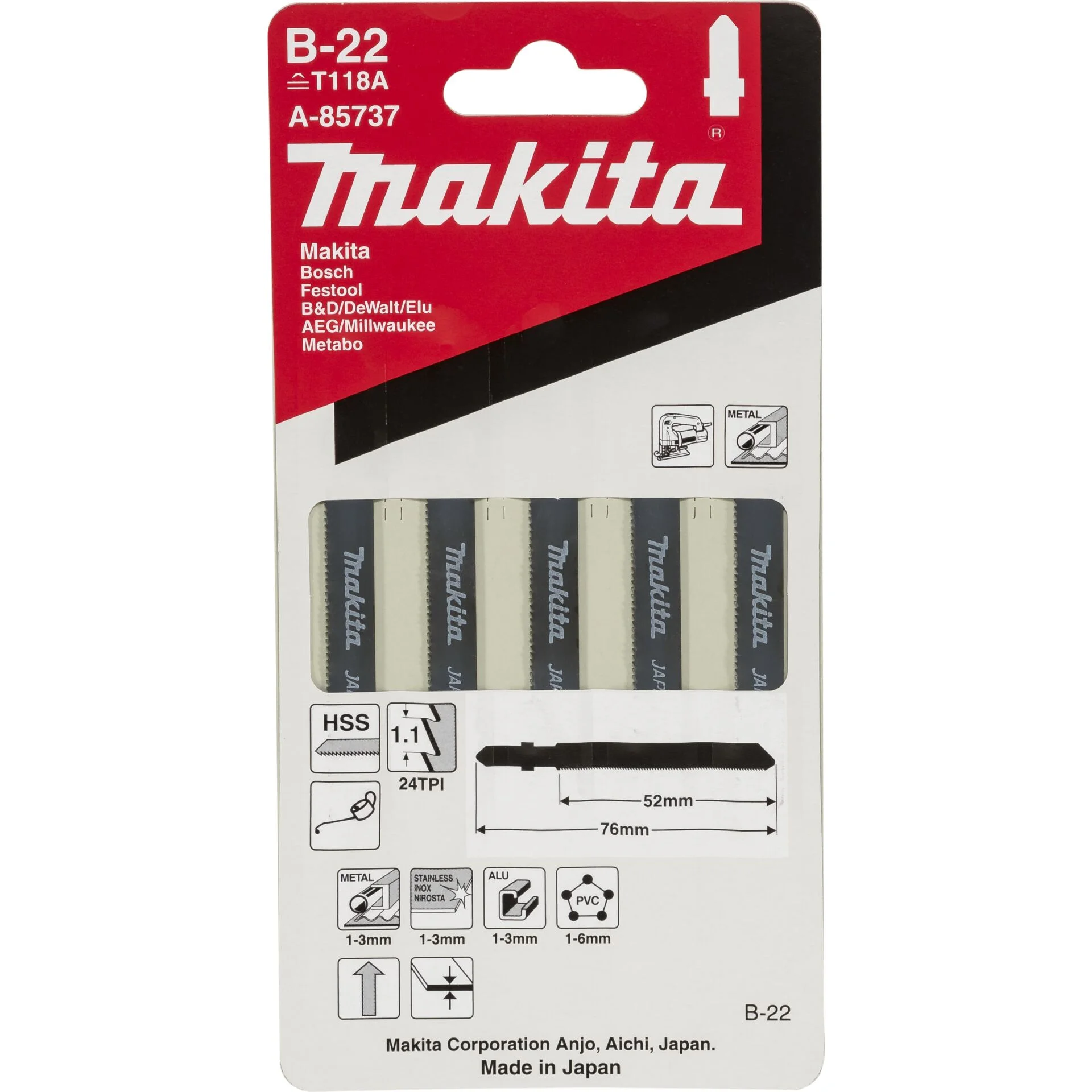 Makita A 85737 Stichsaegeblatt B 22 Saegen