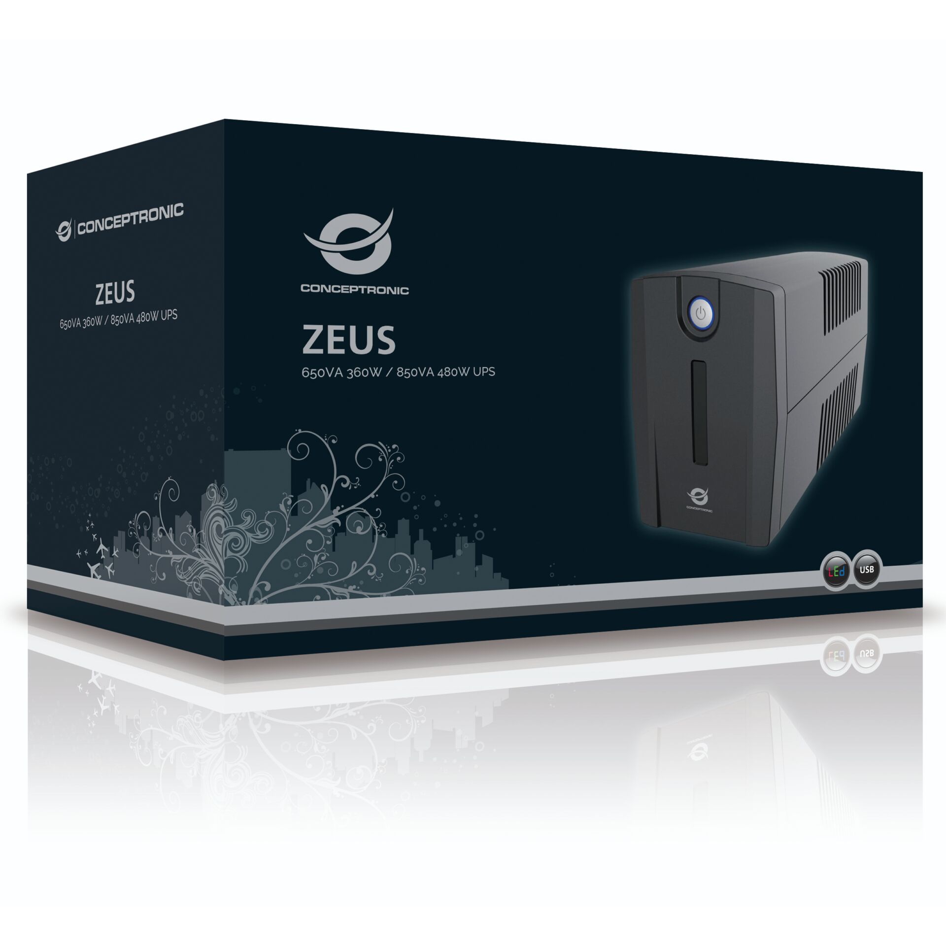 Conceptronic ZEUS01E Unterbrechungsfreie Stromversorgung  USV  Line Interaktiv 0 65 kVA 360 W 4 AC Ausgaenge PC-Komponenten
