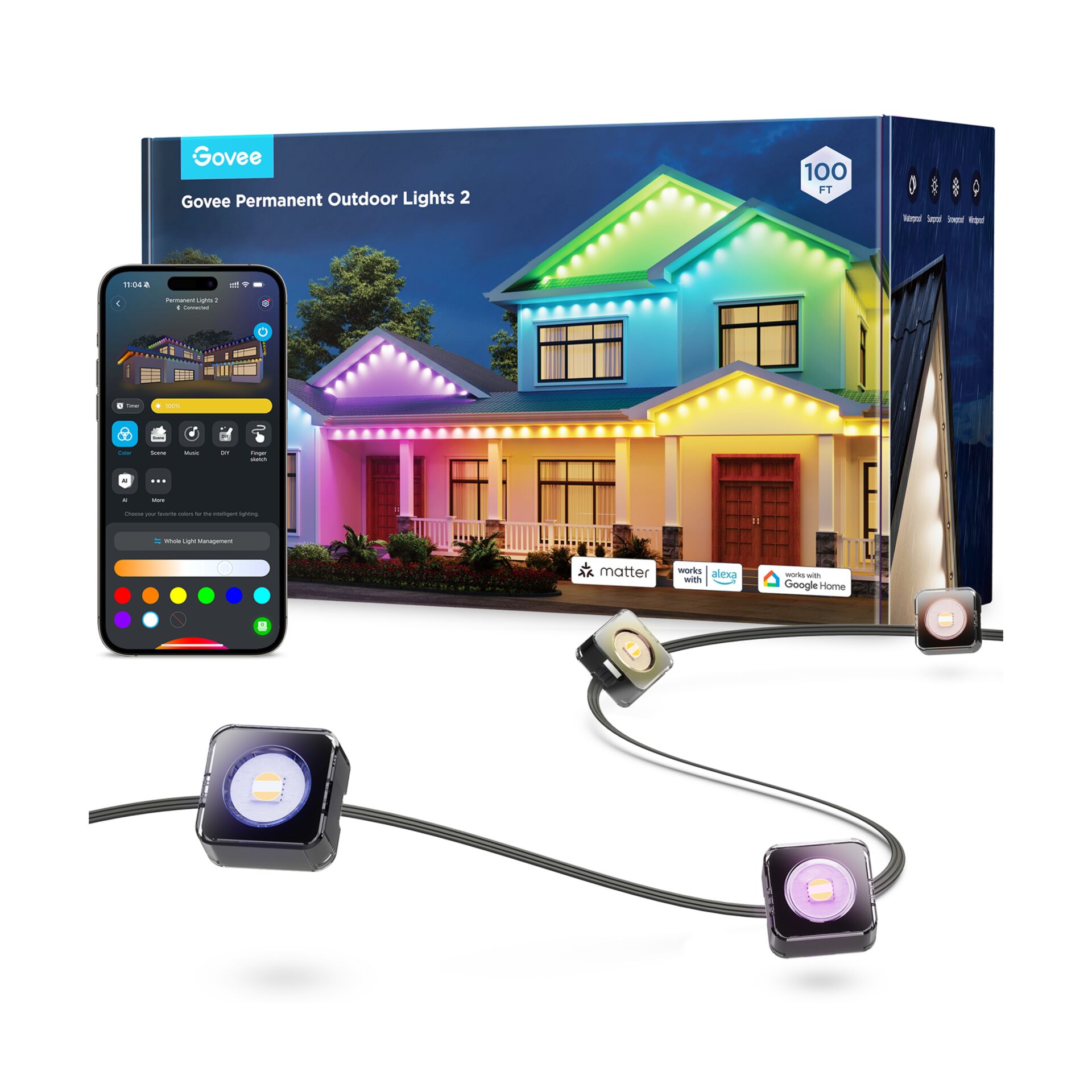 Govee Permanent Outdoor Lights 2 Intelligente Wandleuchte Wi Fi Bluetooth Aussenleuchten