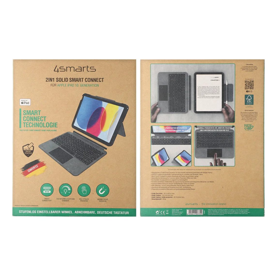 4SMARTS Tastatur Case 2in1 Solid iPad 11Zoll   iPad 10 9Zoll Notebook & Tablet Zubehoer