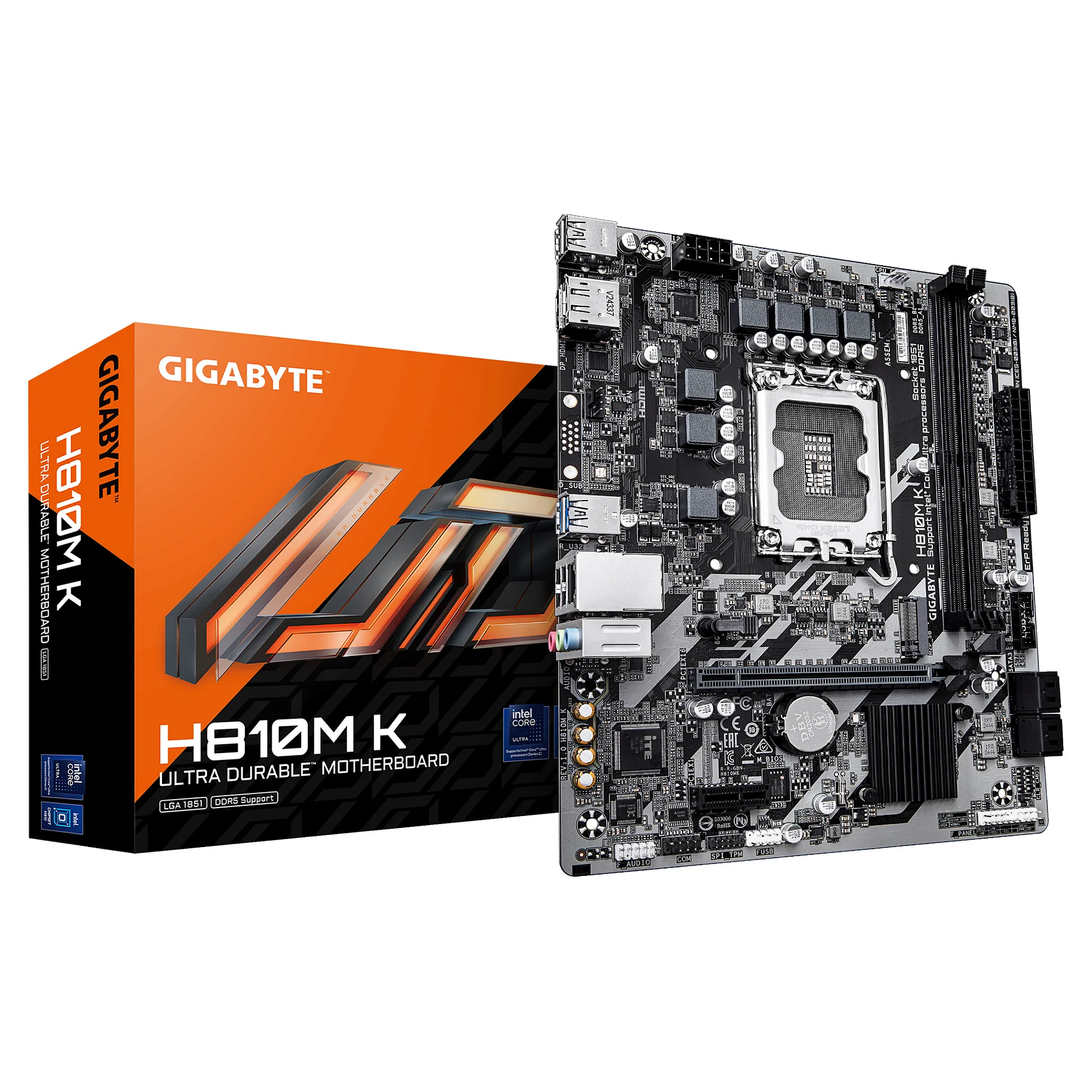 GIGABYTE H810M K Mainboard   Intel Core Ultra  Serie 2  Prozessoren  3 1 2 Phasen VRM  bis zu 6400 MHz DDR5  1 x M 2 PCIe 4 0  1 GbE LAN  USB 3 2 Gen 1 PC-Komponenten