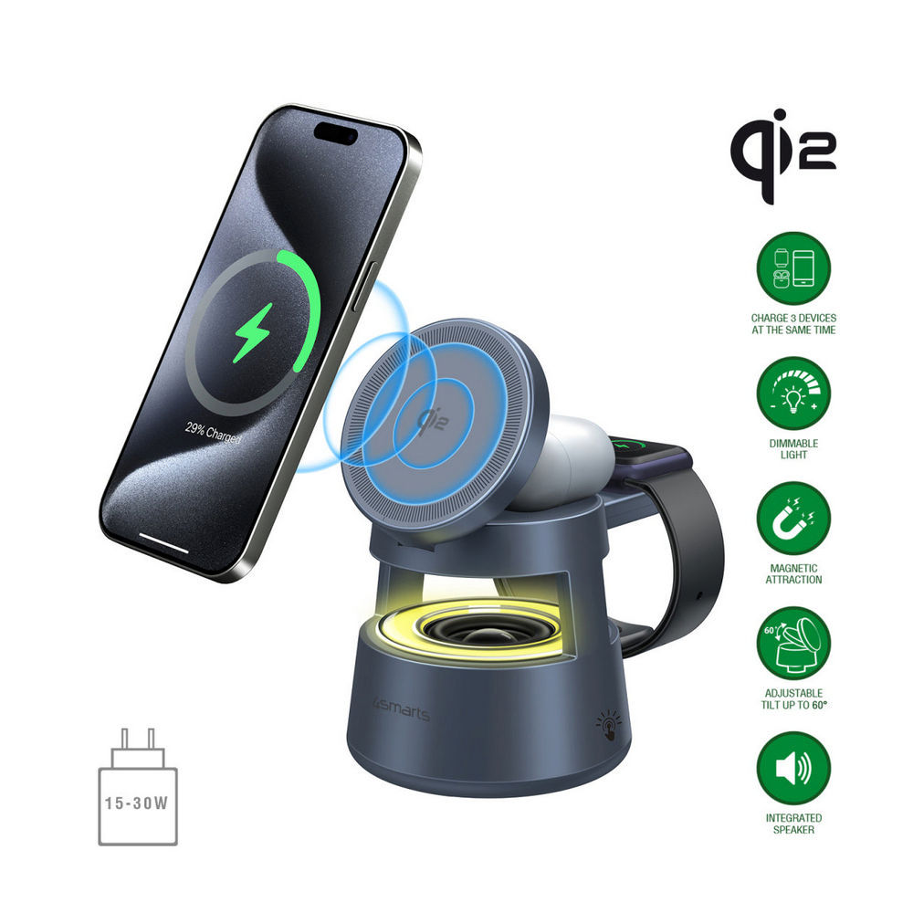 4SMARTS Ladestation Qi2 Aura Sound Mobilfunk