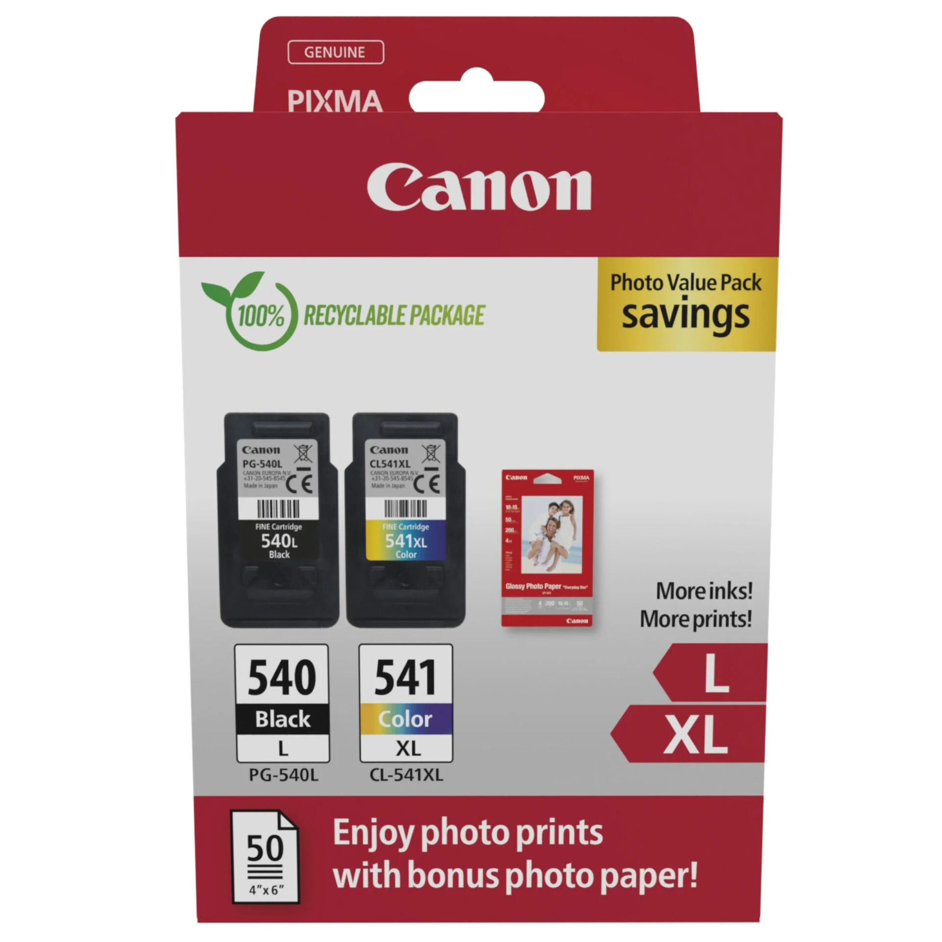 Canon Tinte PG 540L CL 541XL 5224B012 2er Pack  BK Color  inkl  Fotopapier Drucker & Scanner