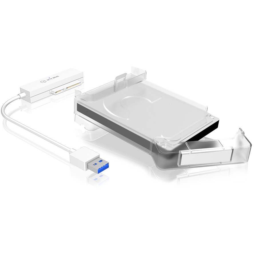 ICY BOX IB AC703 U3  USB 3 2 Gen 1 zu 2 5  SATA Festplatten  9 5 mm Hoehe  Adapter Kabel mit Schutzbox  Zugriff LED  USB 2 0 compatibel  weiss PC-Zubehoer