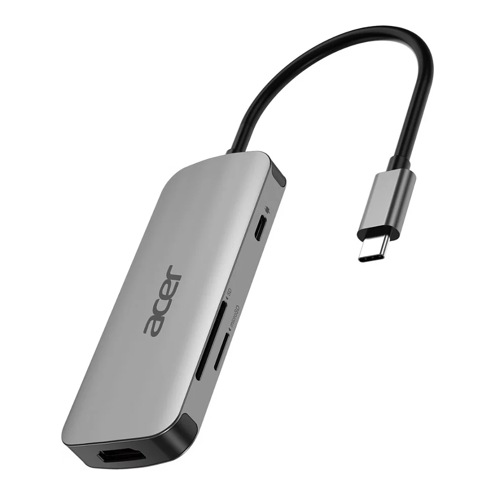 Acer 7in1 Type C Dongle Kabelgebunden USB 3 2 Gen 1  3 1 Gen 1  Type C Silber Notebook & Tablet Zubehoer