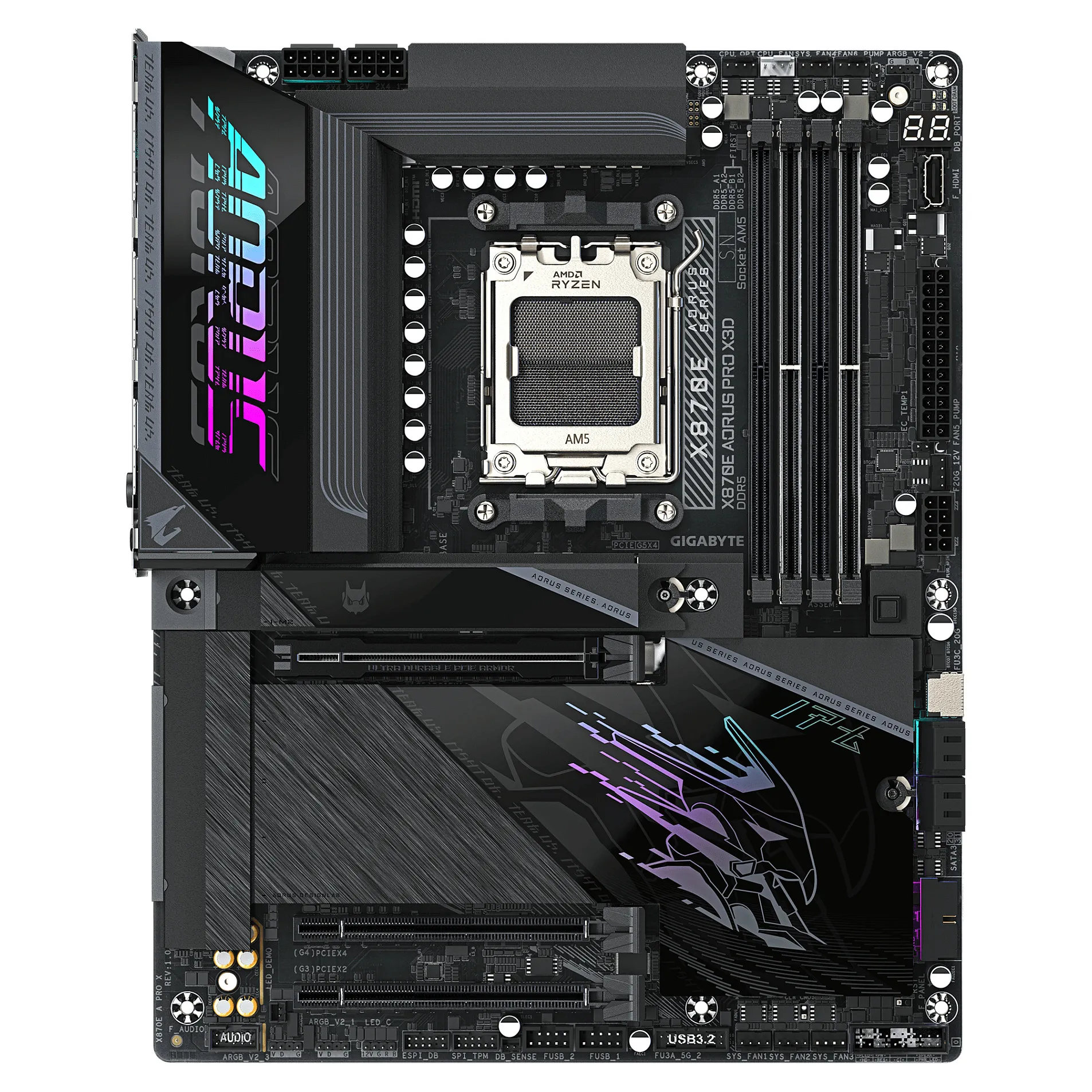 GIGABYTE X870E AORUS PRO X3D Mainboard   Unterstuetzt AMD Ryzen 9000 CPUs  digitales 18 2 2 Phasen VRM  bis zu 9000MHz DDR5  O C    2xPCIe 5 0   2xPCIe 4 0  Wi Fi 7  5GbE LAN  USB 4 PC-Komponenten