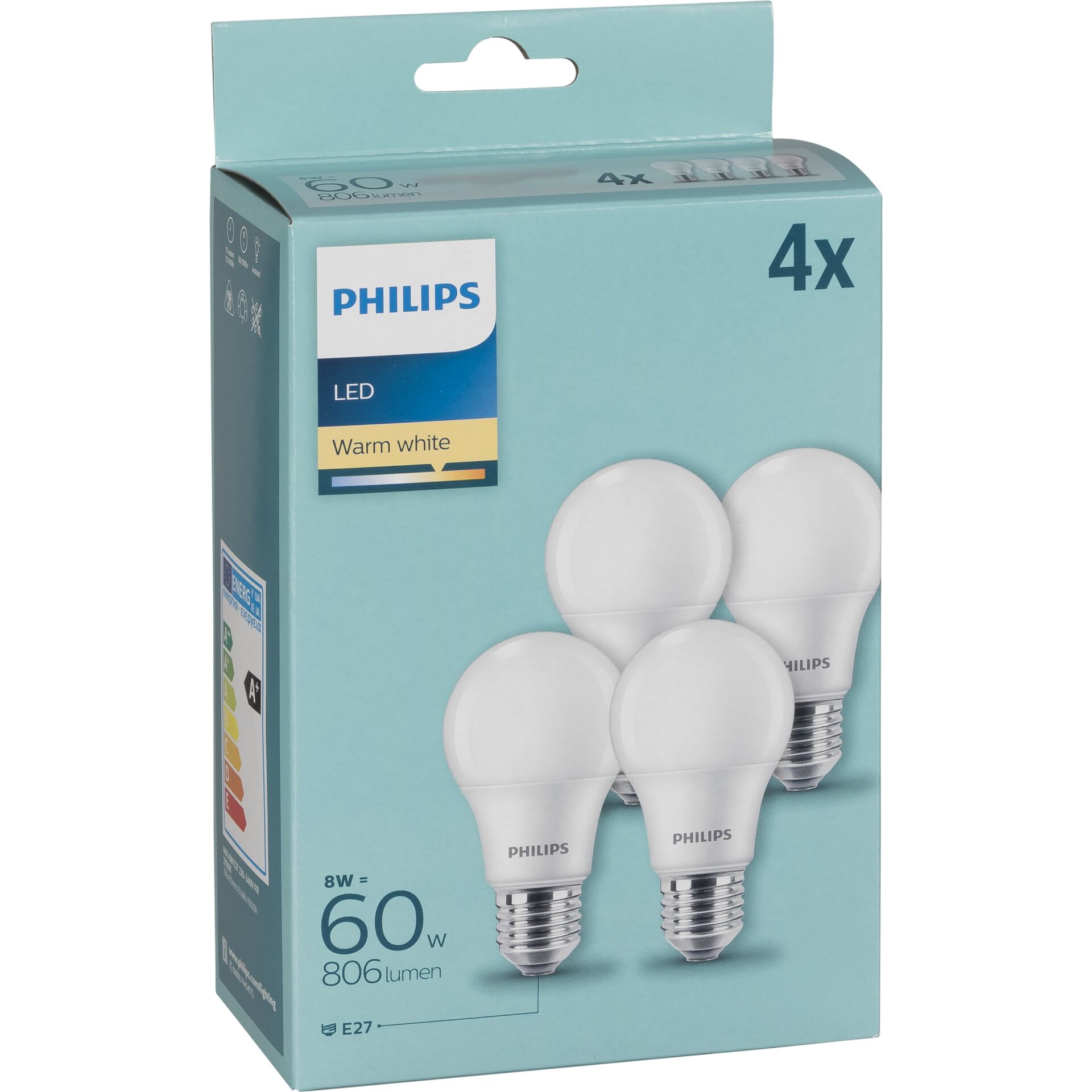 Philips Lampe 60W A60 E27 x4 Beleuchtung