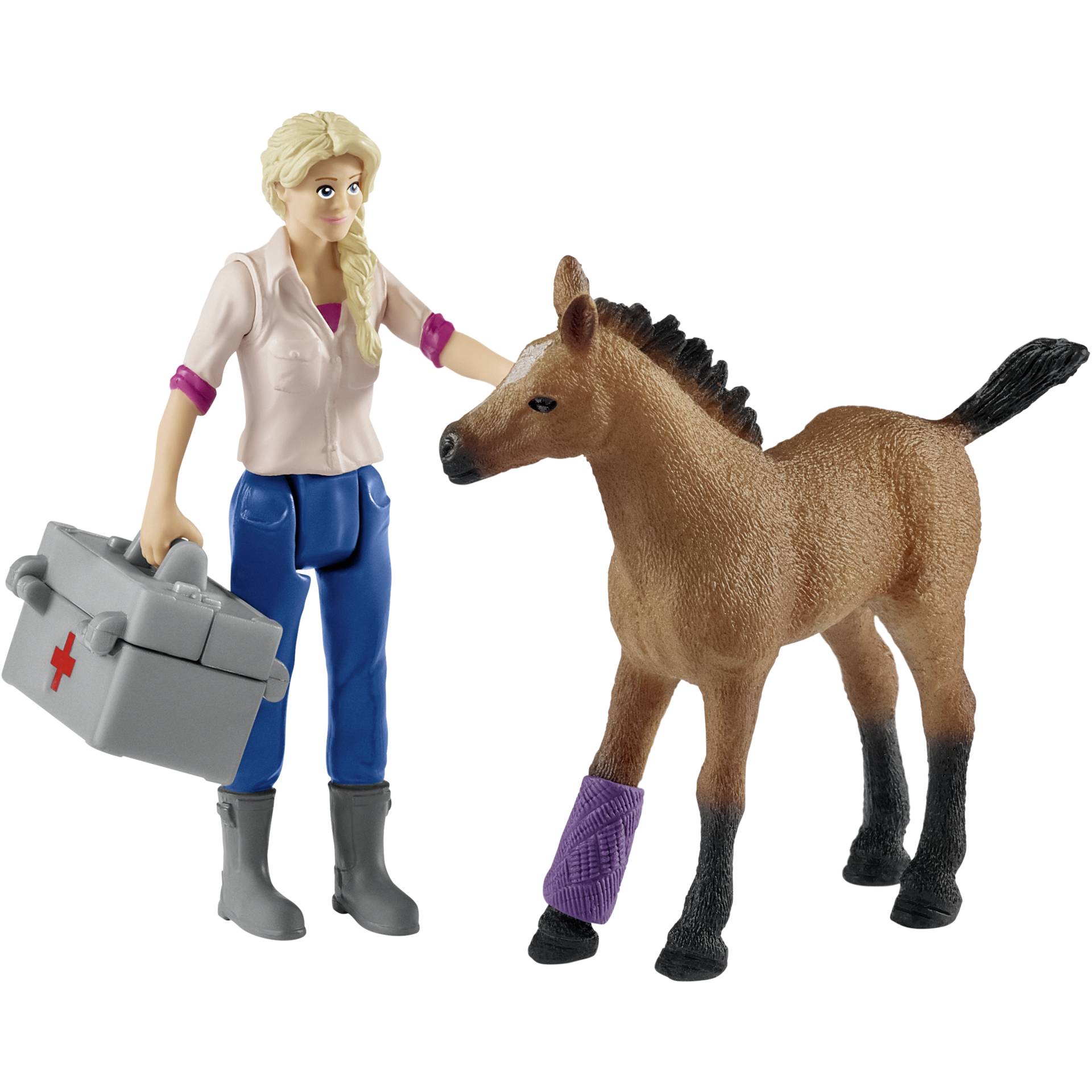 Schleich Farm World 42486 Arztbesuch bei Stute und Fohlen Spielfiguren