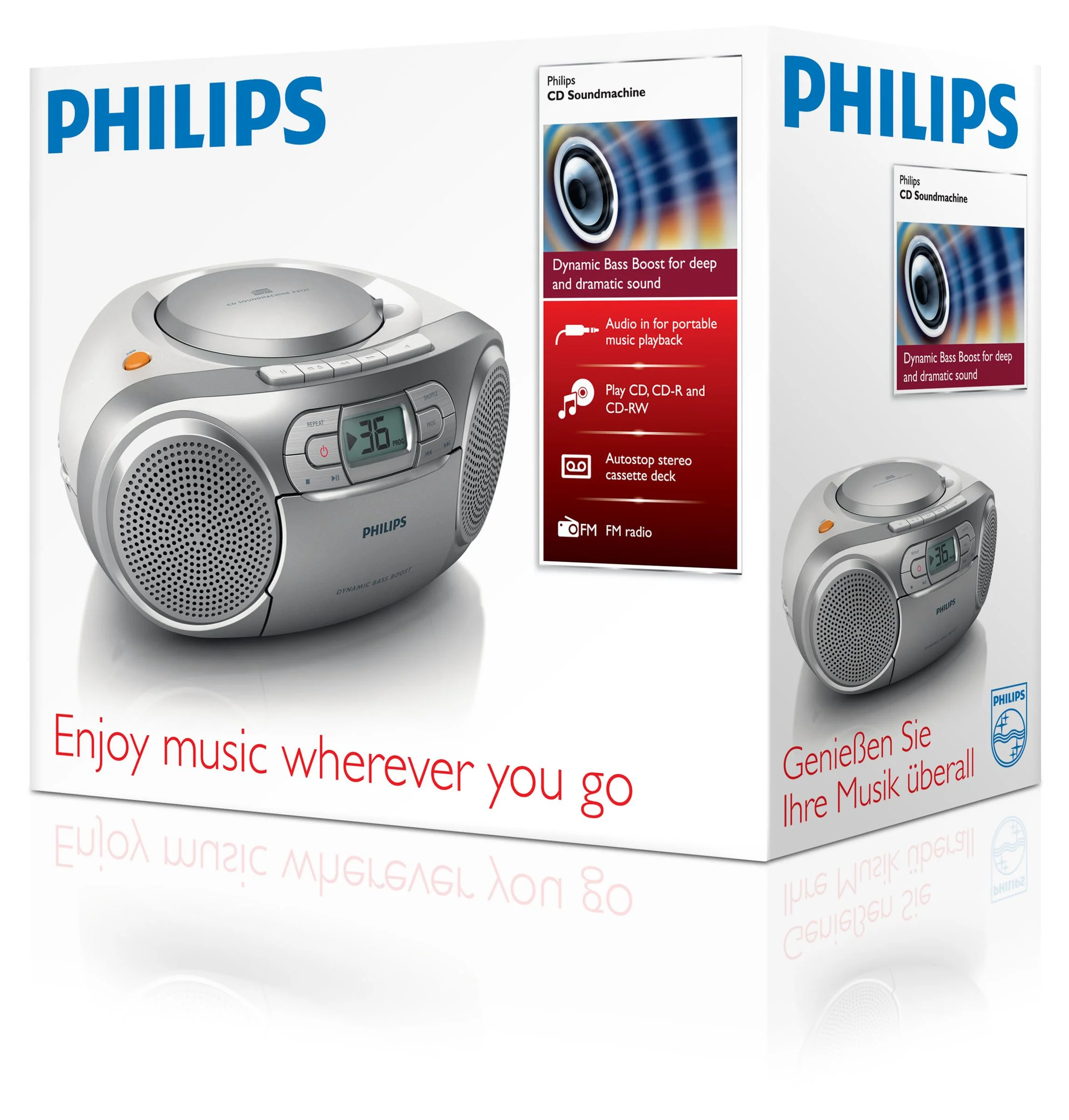 Philips CD Soundmachine mit Kassette und Radio AZ127 12 Video & Audio