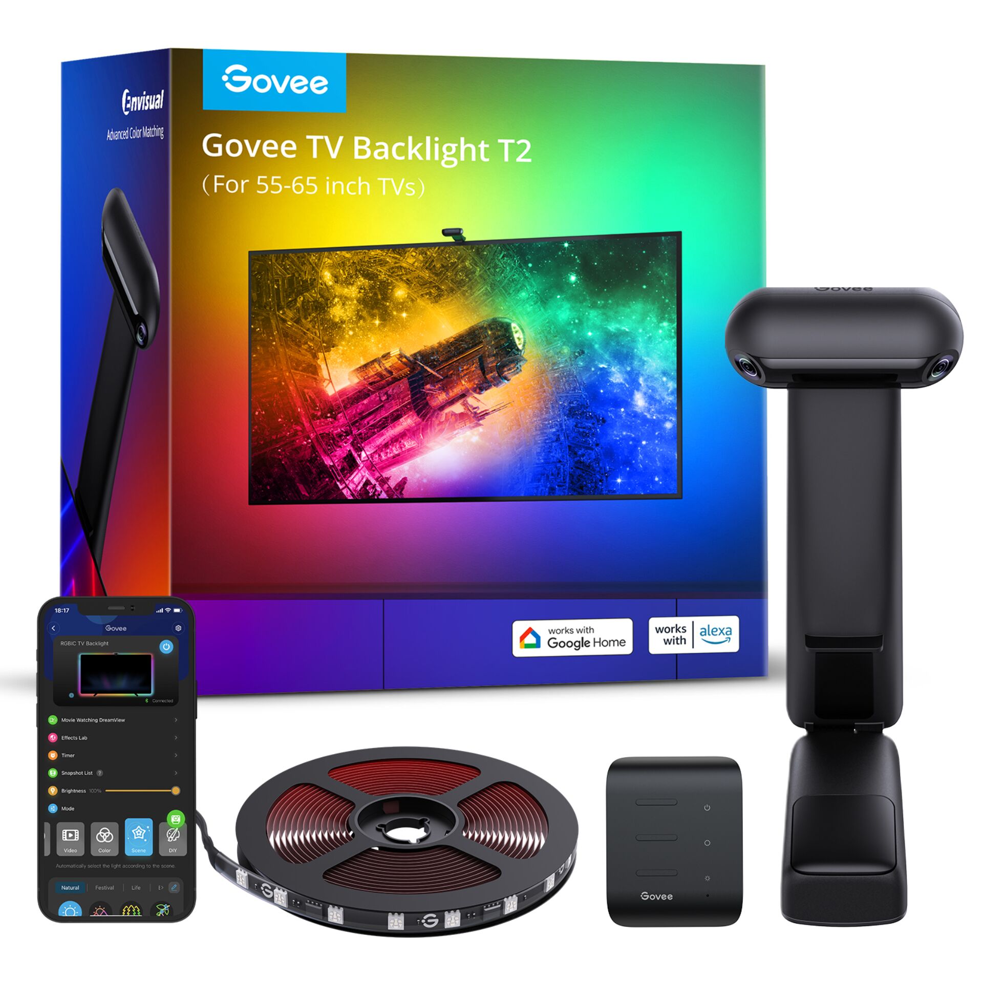 Govee Envisual TV Backlight T2 Intelligenter Leuchtstreifen Wi Fi Bluetooth Leuchtmittel & Lampen