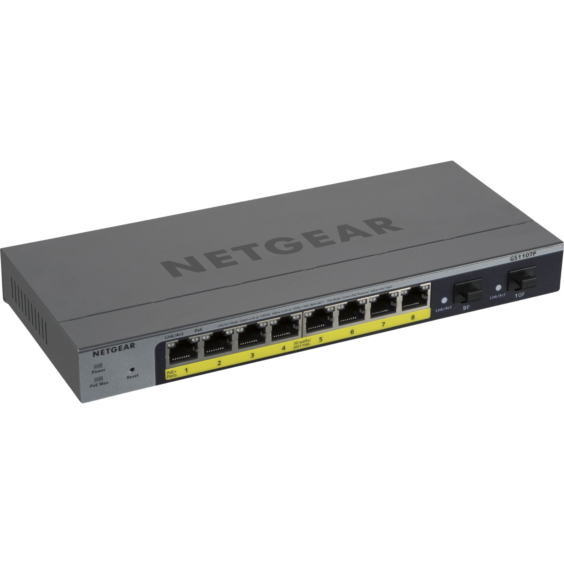 NETGEAR GS110TP Managed L2 L3 L4 Gigabit Ethernet  10 100 1000  Power over Ethernet  PoE  Grau Switches