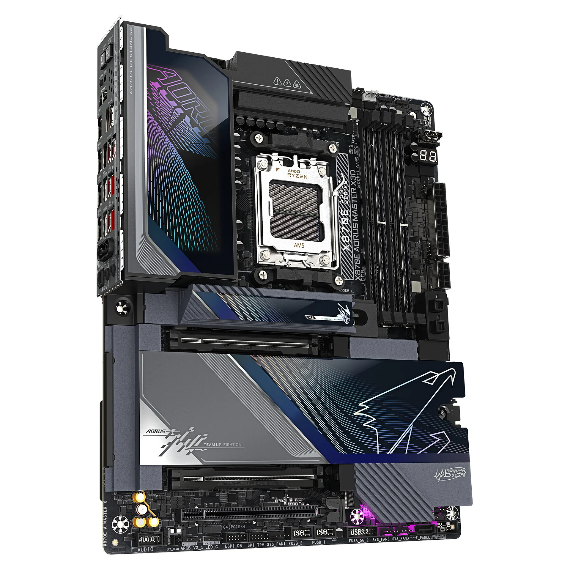 GIGABYTE X870E AORUS MASTER X3D Mainboard   Unterstuetzt AMD Ryzen 9000 CPUs  digitales 18 2 2 Phasen VRM  bis zu 9000MHz DDR5  O C    2xPCIe 5 0   3xPCIe 4 0  Wi Fi 7  10GbE LAN  USB 4 PC-Komponenten