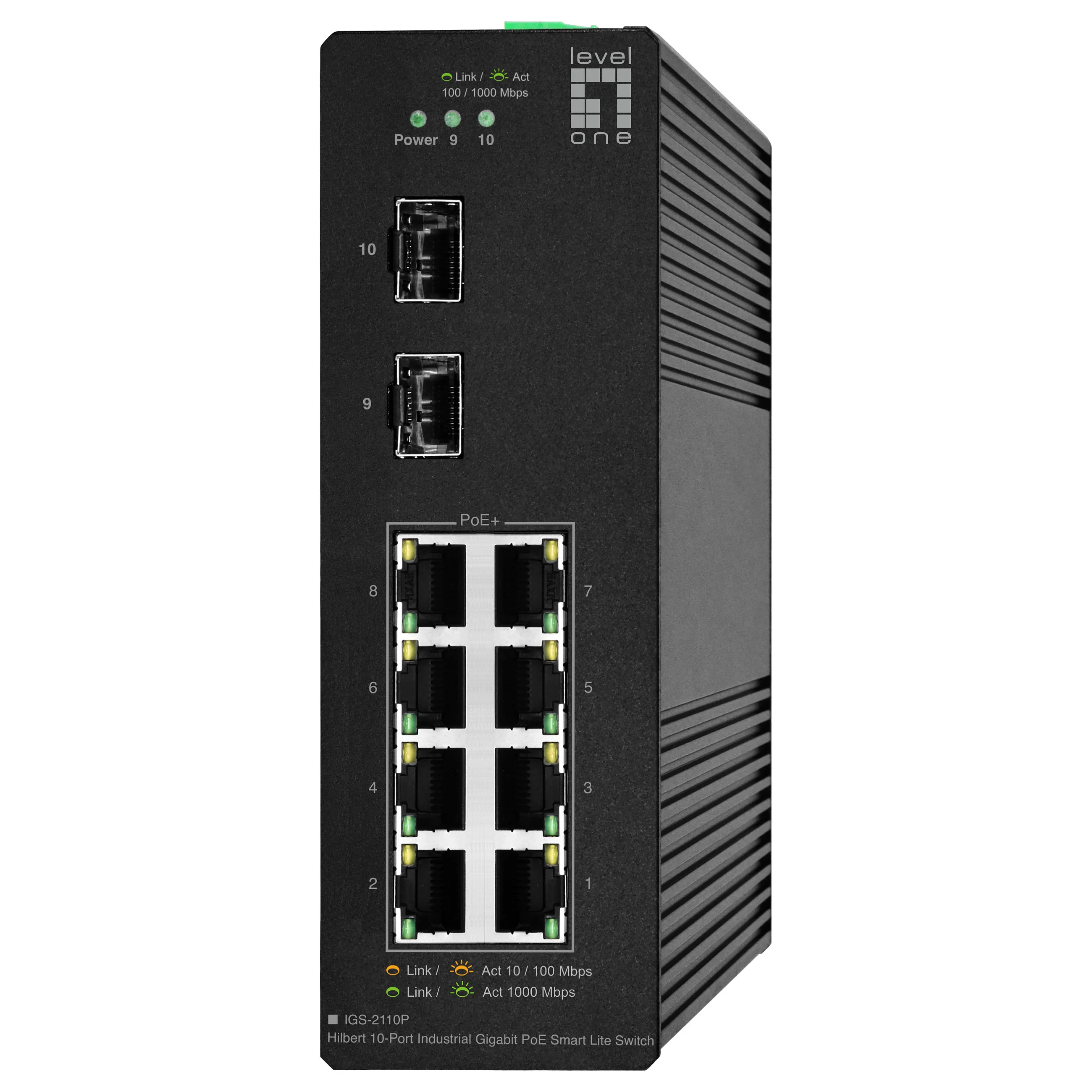 LevelOne Hilbert 10 Port Gigabit PoE Smart Lite Switch  8 PoE Ausgaenge  2 x Gigabit SFP  802 3at af PoE Switches