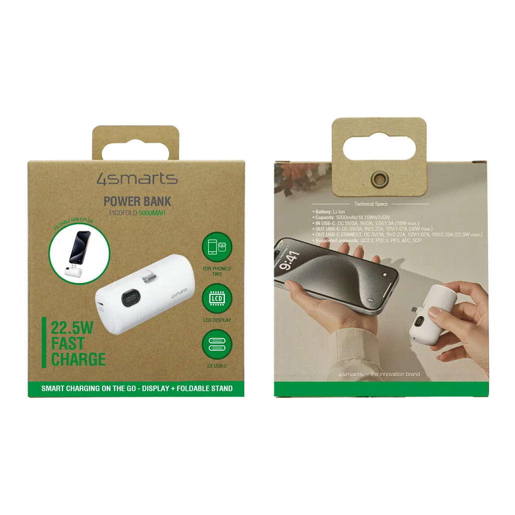 4SMARTS powerbank picofold 5000mah 22 5w  weiss Akkus Powerbanks & Kabel