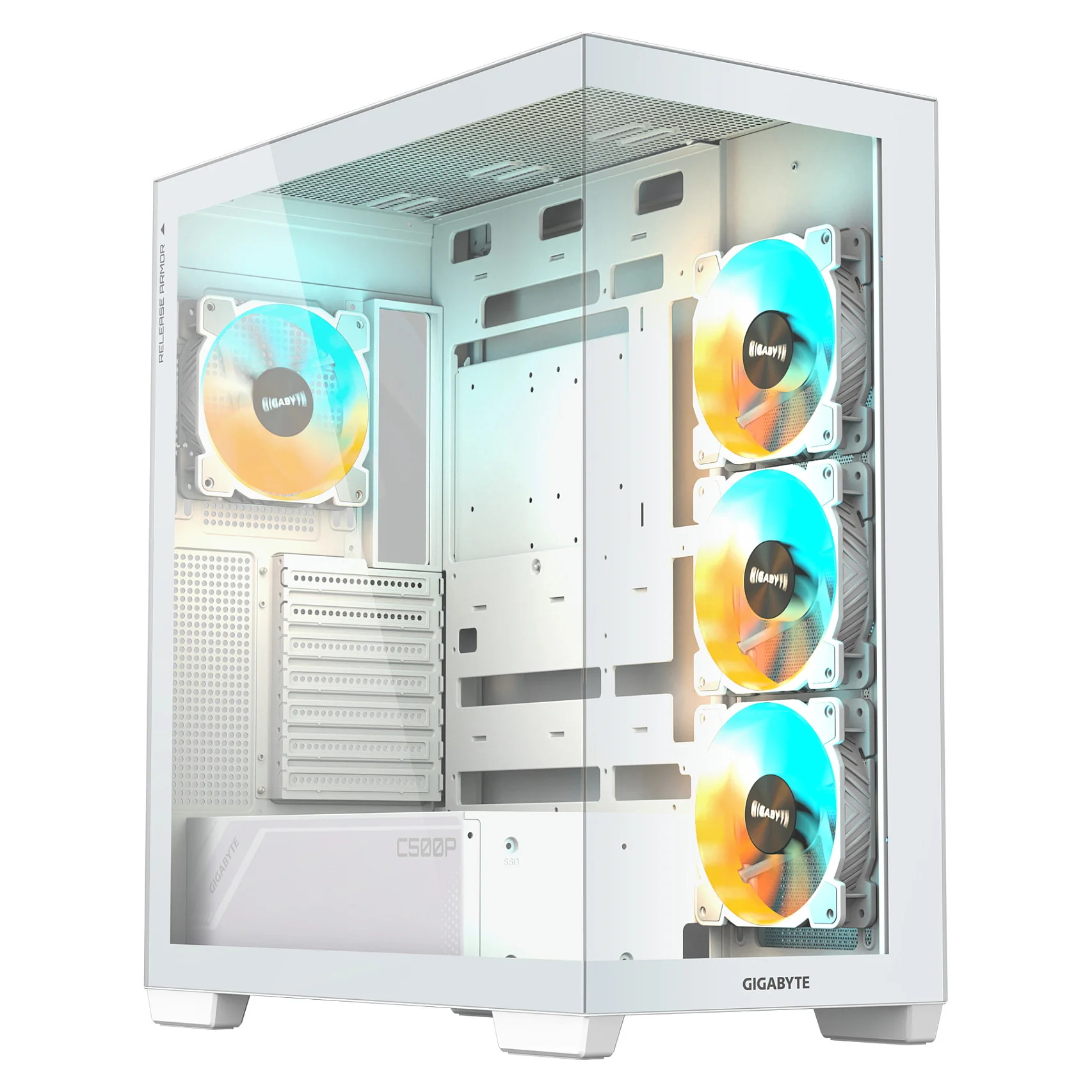 GIGABYTE C500 PANORAMIC STEALTH Midi Tower Weiss PC-Komponenten