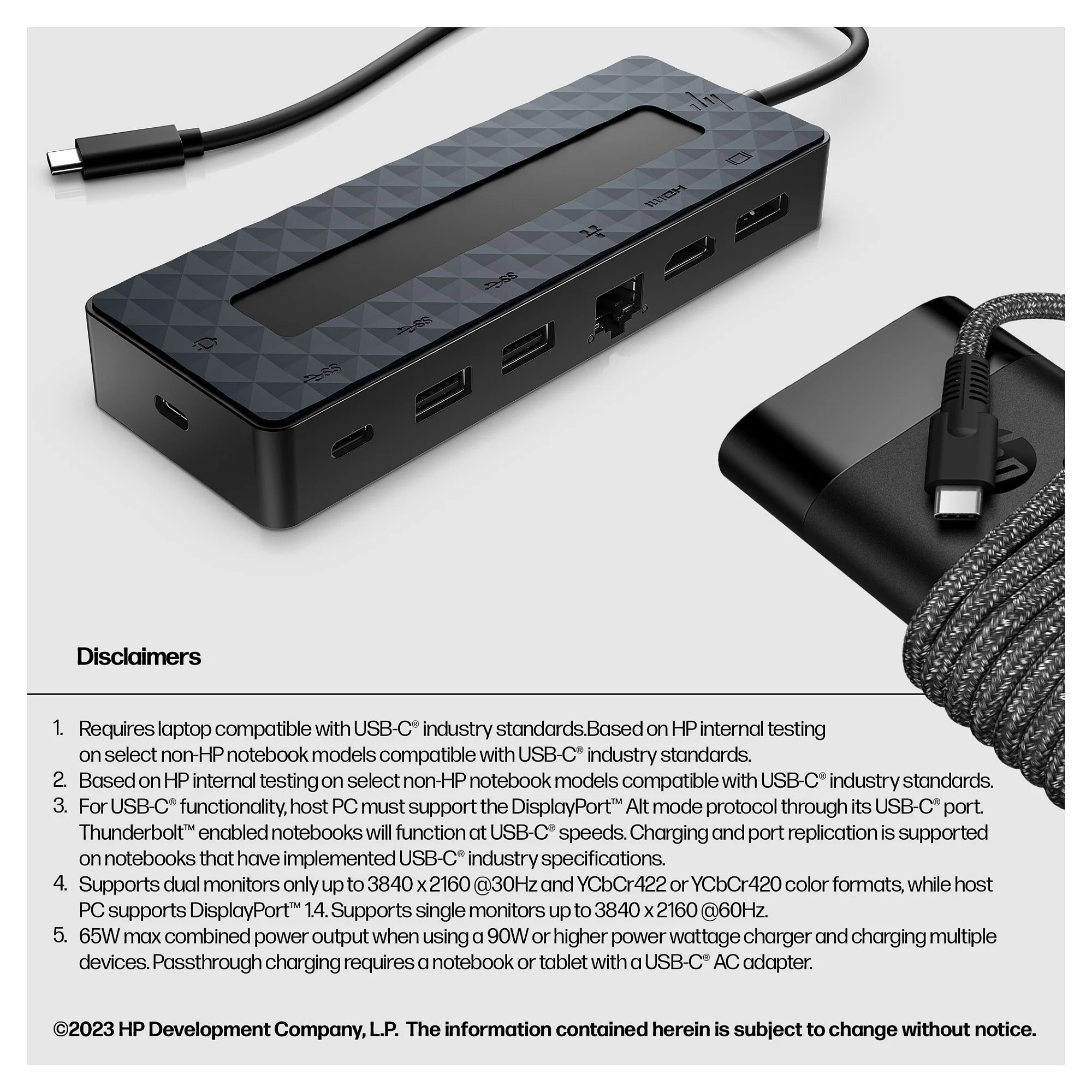 HP Universelles USB C Hub  und Laptop Ladegeraet  Kombo Notebook & Tablet Zubehoer