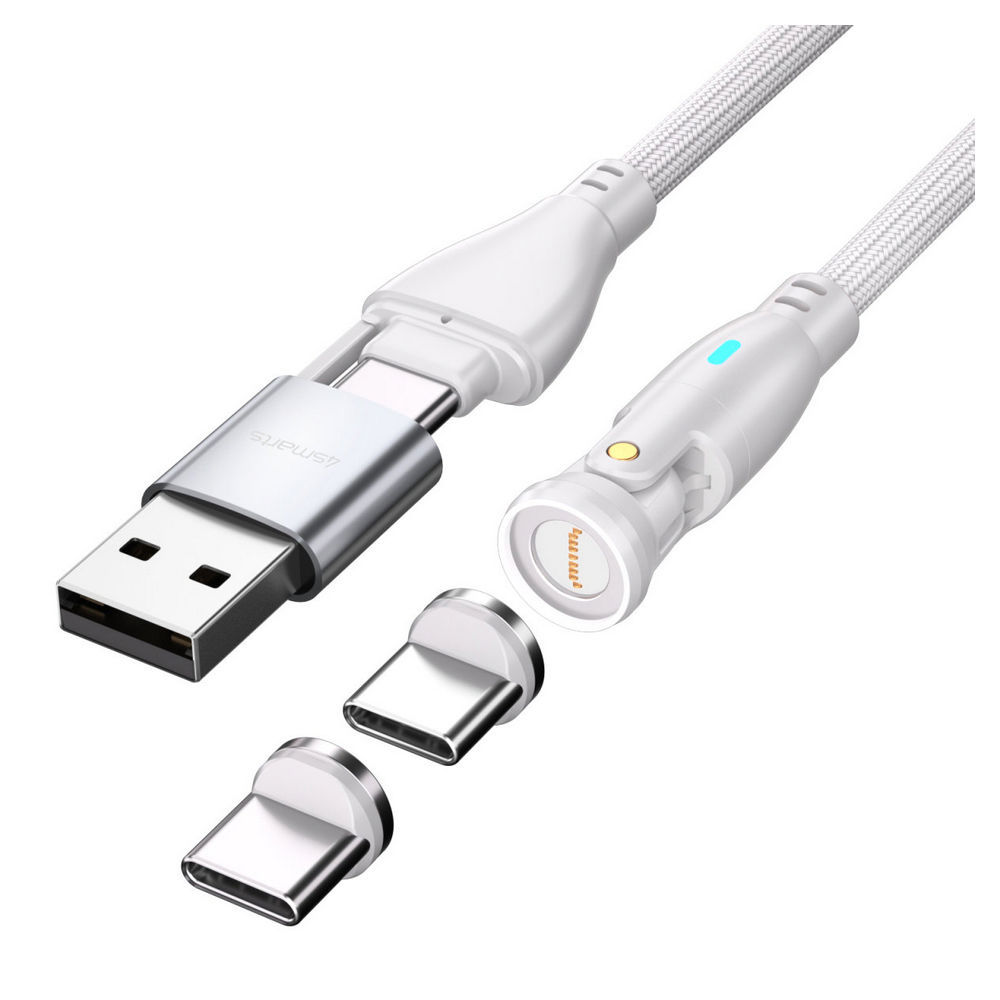4SMARTS USB C A 540 Grad Magnetkabel GravityCord 100W 1 8m  weiss PC-Zubehoer