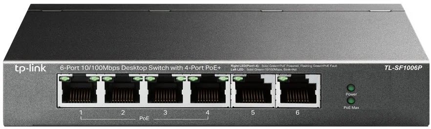 TP Link 6 Port 10 100Mbit s Desktop Switch mit 4 Port PoE  Switches