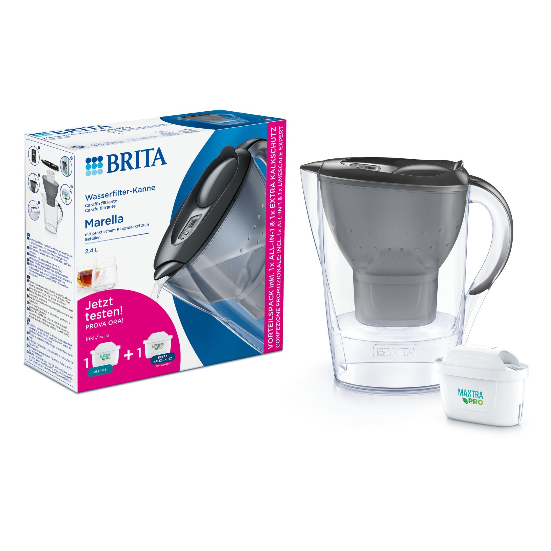 Brita Marella graphit inkl  inkl  1x ALL in 1  1x Extra Kalk Wasseraufbereitung